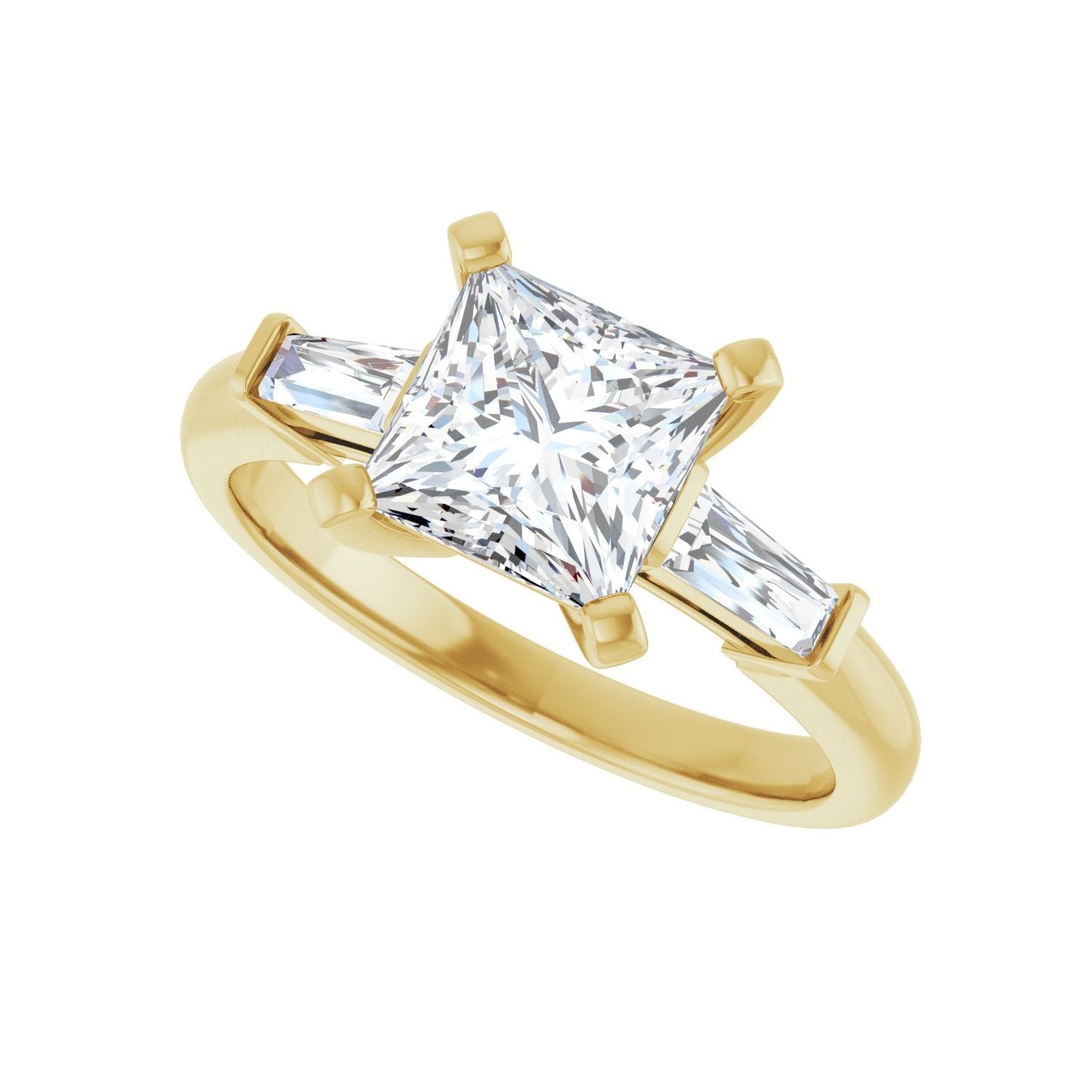 Square Three-Stone Engagement Ring | Metal Type=14K Yellow Gold | Center Stone Size=1.5 CT | Image 5
