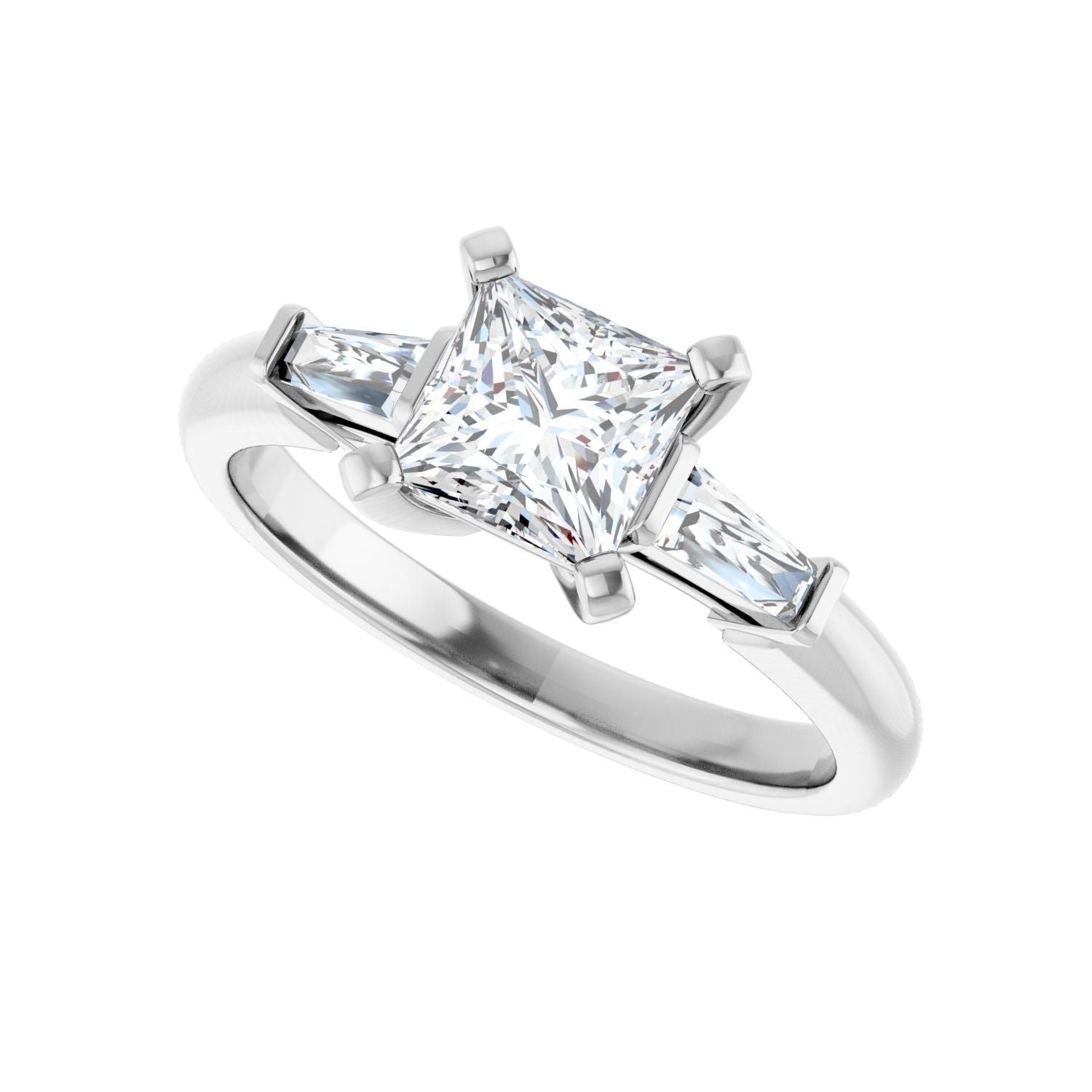 Square Three-Stone Engagement Ring | Metal Type=14K White Gold | Center Stone Size=1 CT | Image 5