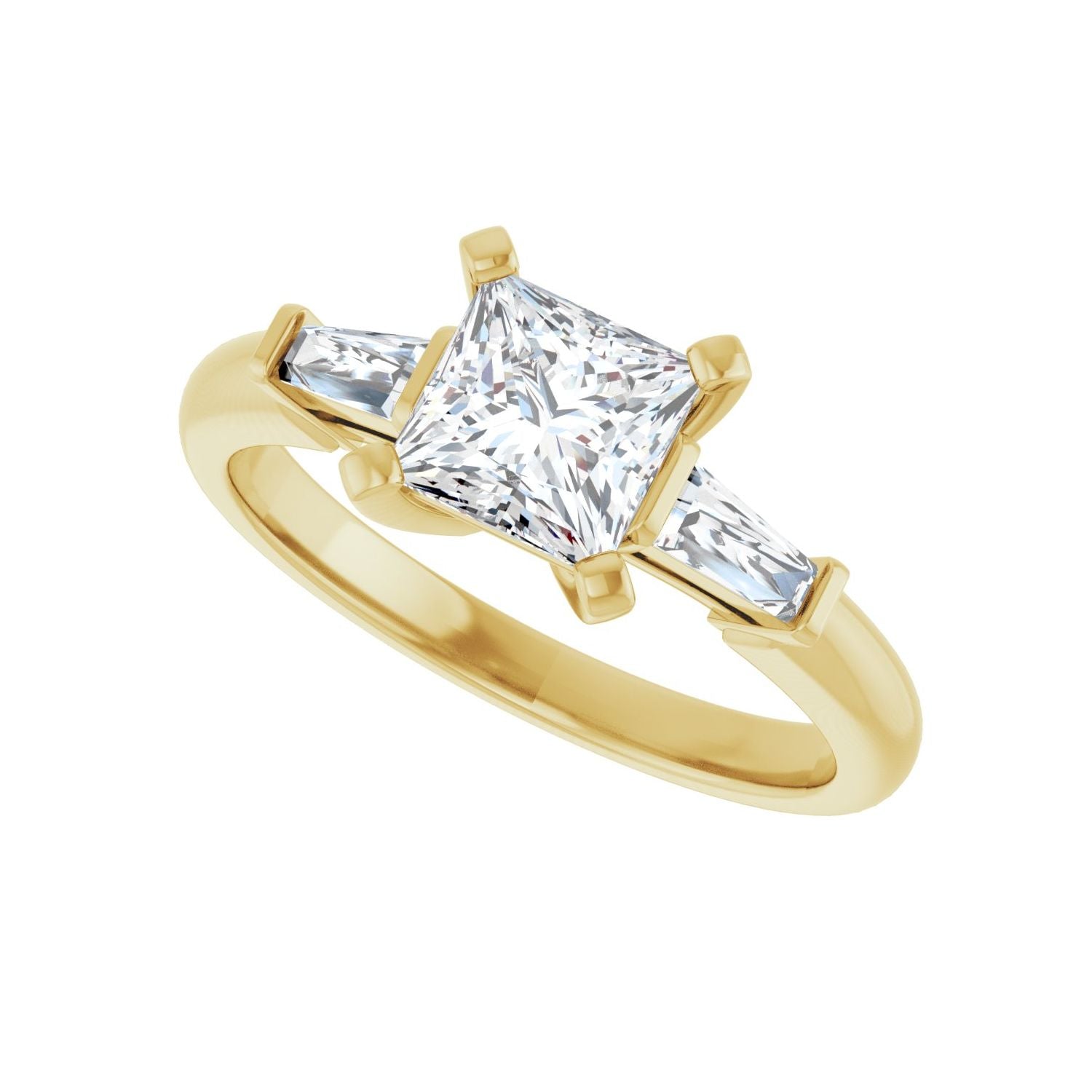 Square Three-Stone Engagement Ring | Metal Type=14K Yellow Gold | Center Stone Size=1 CT | Image 5