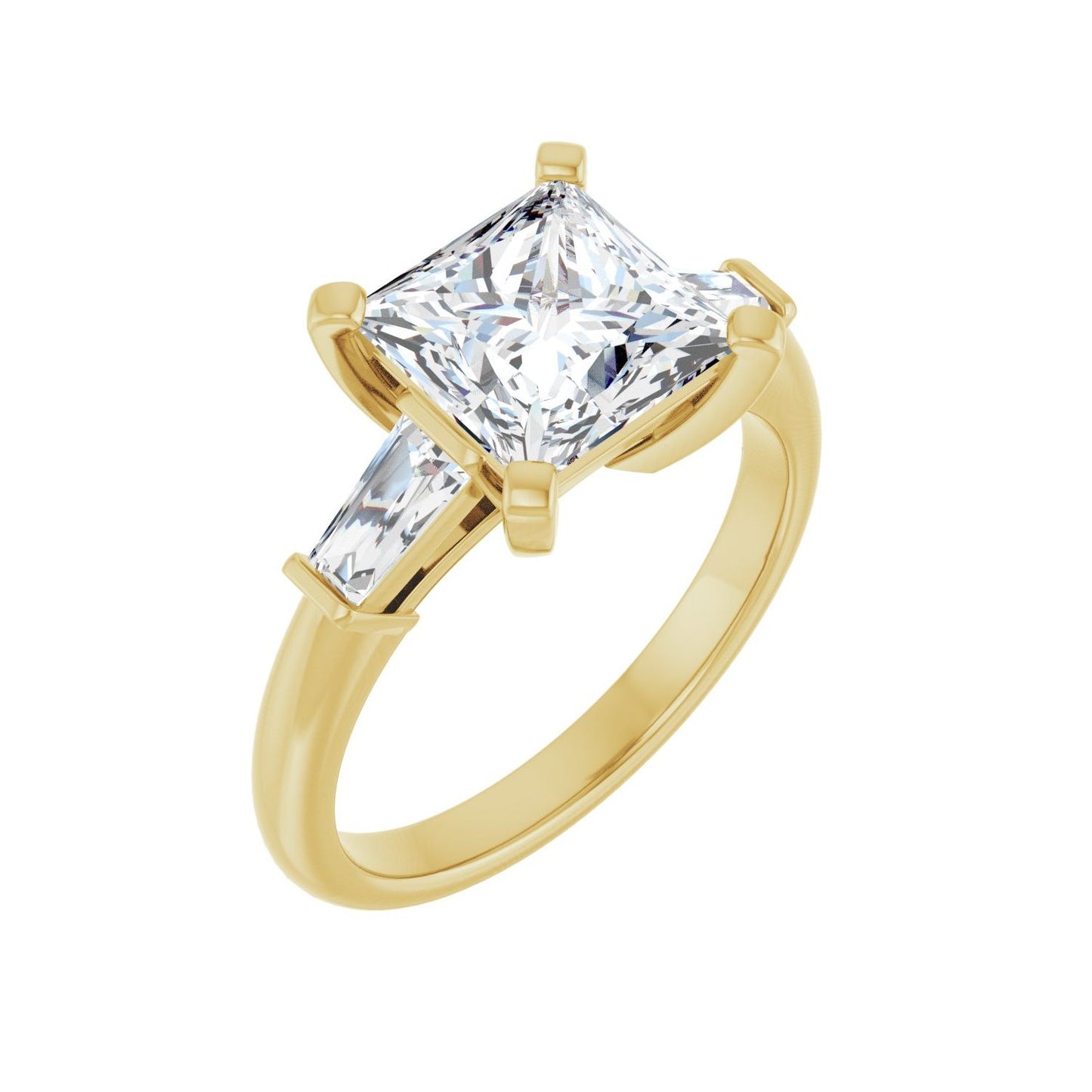 Square Three-Stone Engagement Ring | Metal Type=14K Yellow Gold | Center Stone Size=2.5 CT | Image 1
