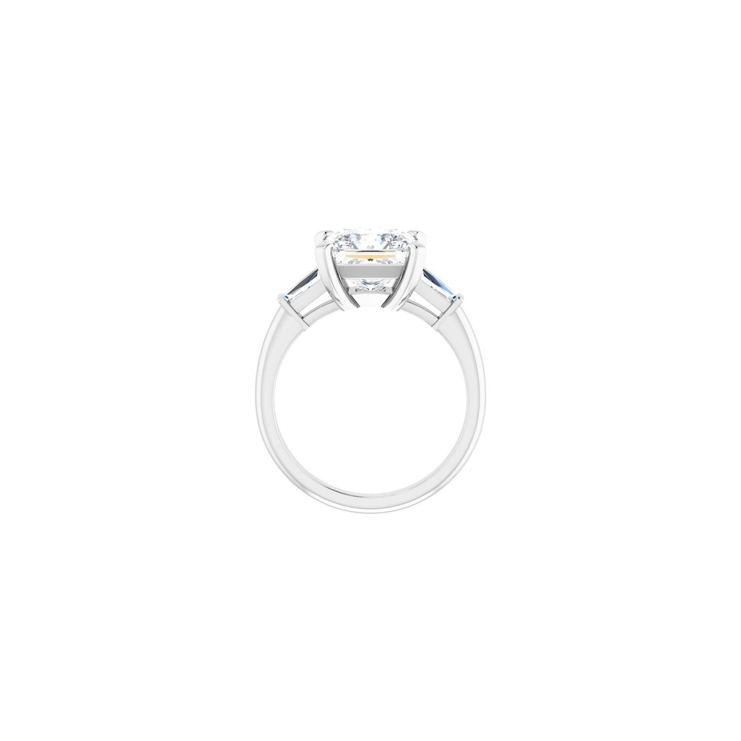 Square Three-Stone Engagement Ring | Metal Type=14K White Gold | Center Stone Size=3 CT | Image 2