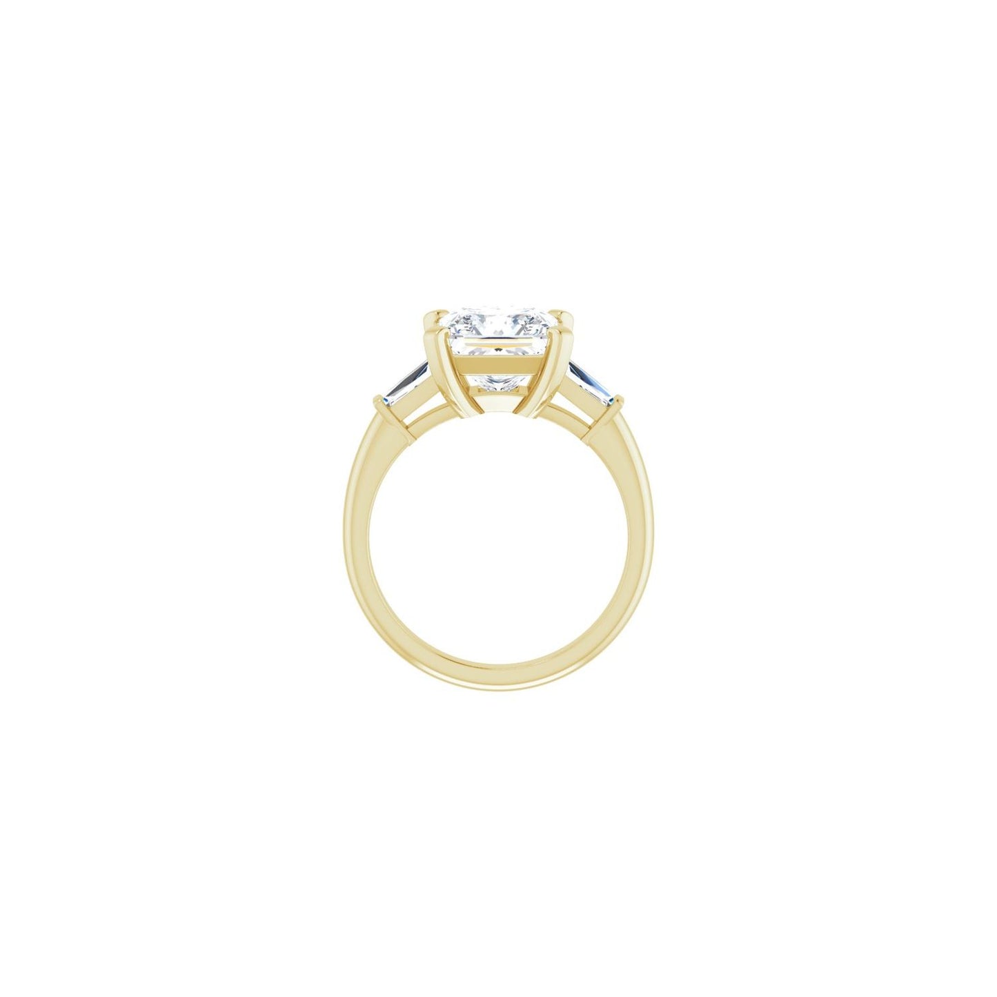 Square Three-Stone Engagement Ring | Metal Type=14K Yellow Gold | Center Stone Size=3 CT | Image 2
