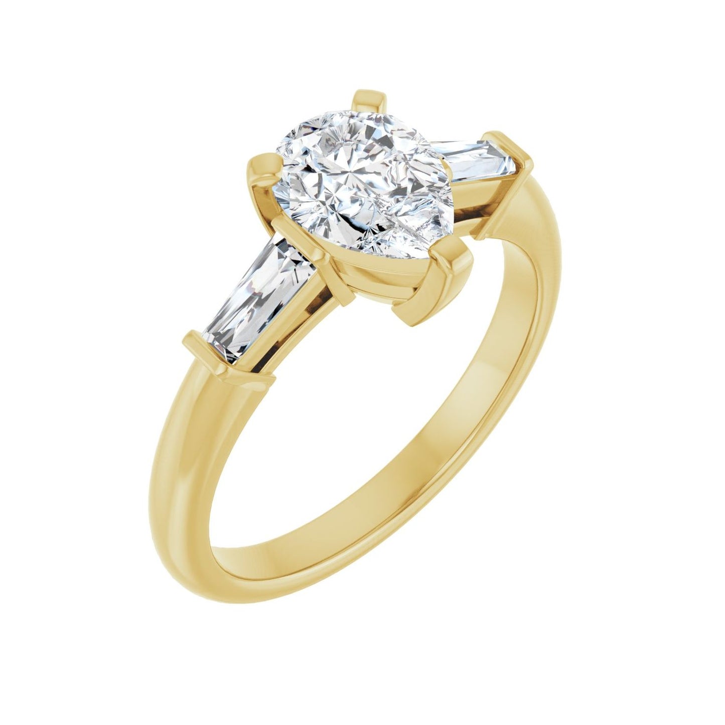Pear Three-Stone Engagement Ring | Metal Type=14K Yellow Gold | Center Stone Size=1.5 CT | Image 1