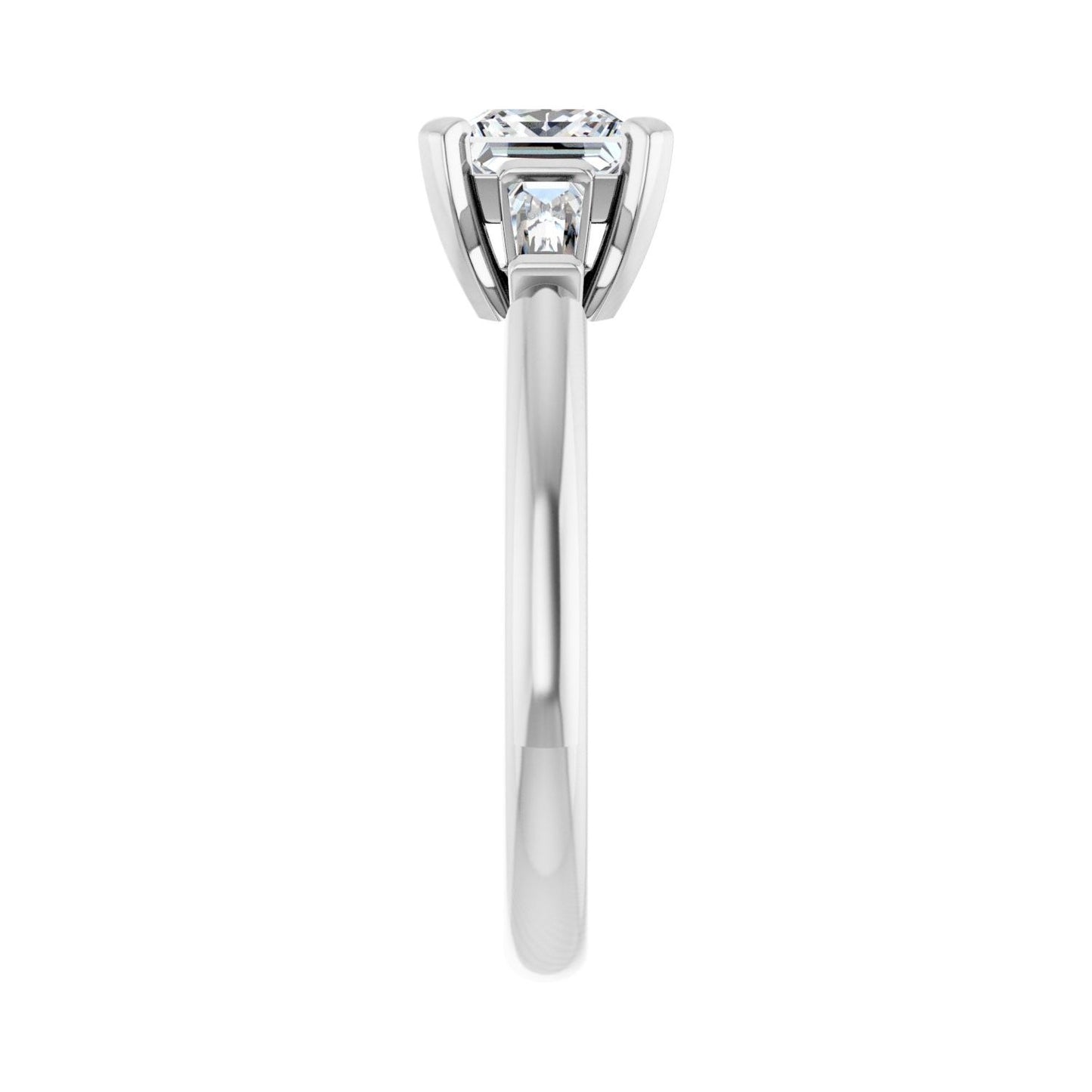 Square Three-Stone Engagement Ring | Metal Type=14K White Gold | Center Stone Size=1 CT | Image 4