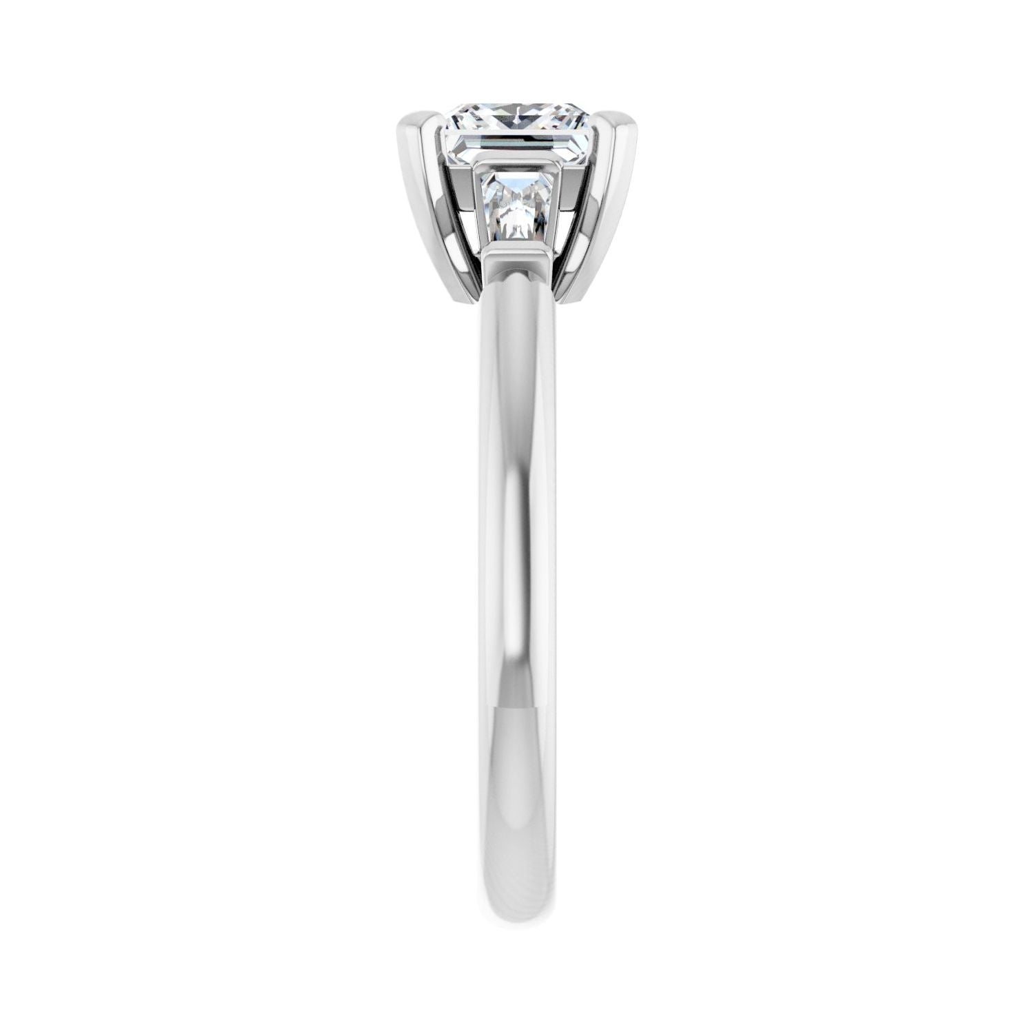Square Three-Stone Engagement Ring | Metal Type=14K White Gold | Center Stone Size=1 CT | Image 4