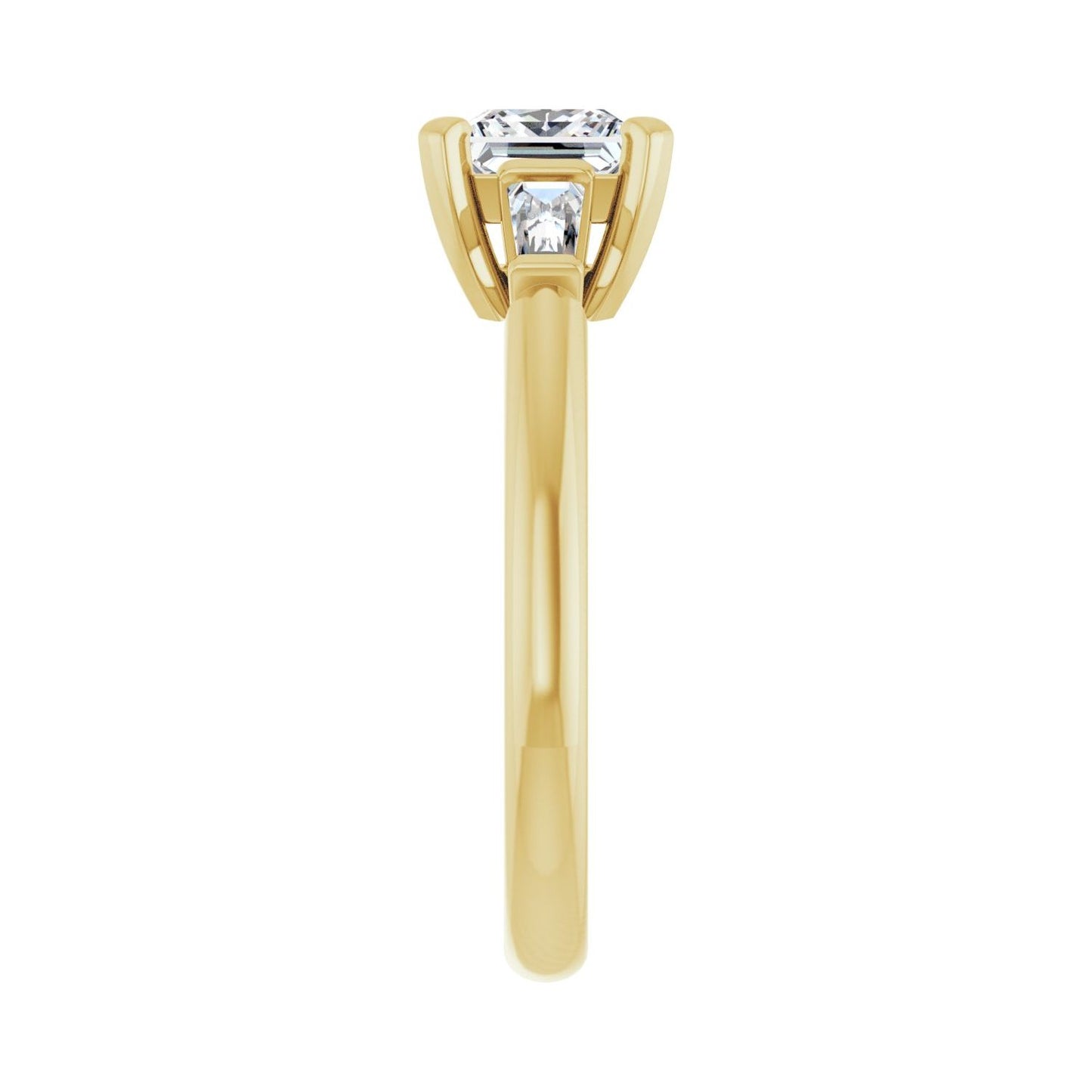 Square Three-Stone Engagement Ring | Metal Type=14K Yellow Gold | Center Stone Size=1 CT | Image 4