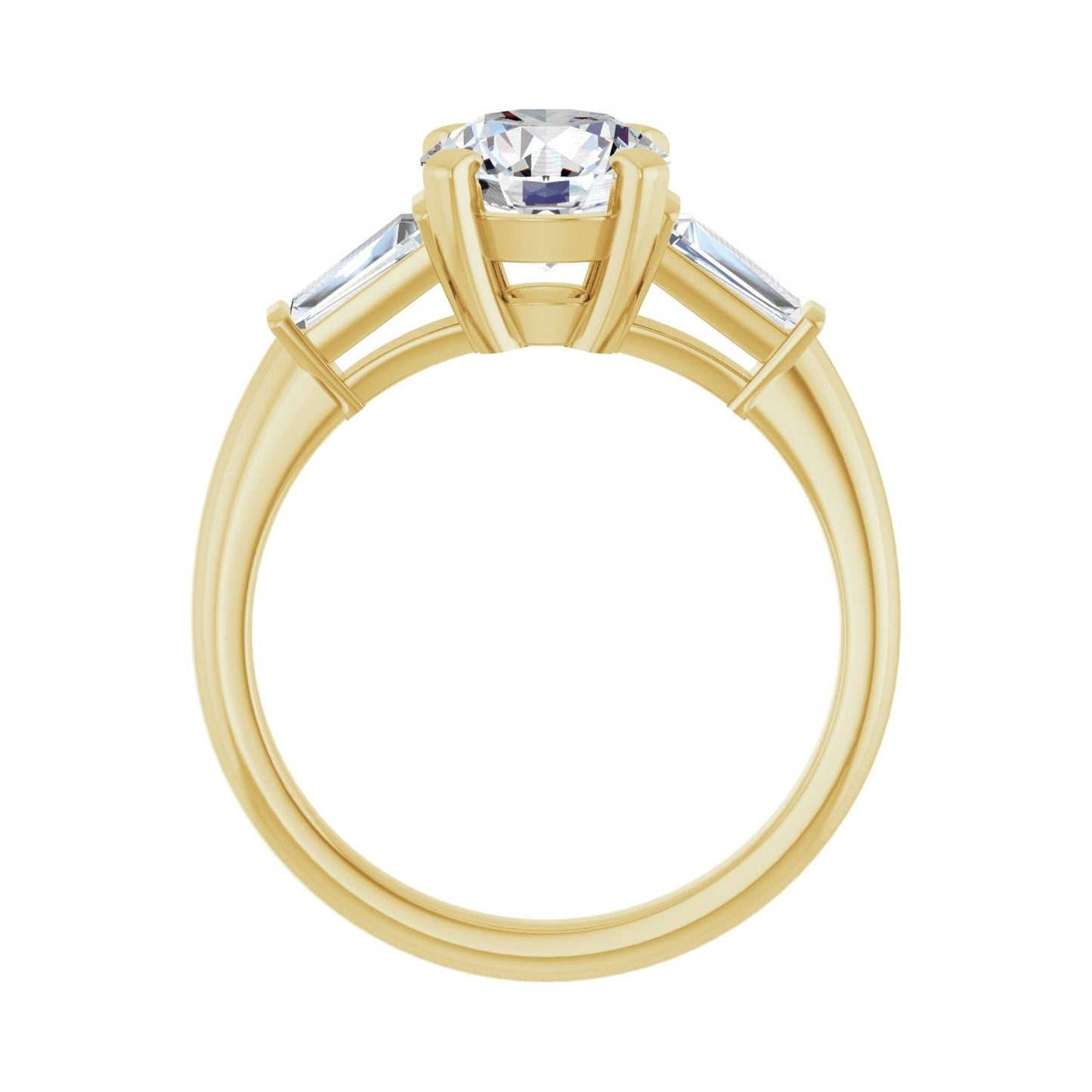 Round Three-Stone Engagement Ring | Metal Type=14K Yellow Gold | Center Stone Size=1.5 CT | Image 2