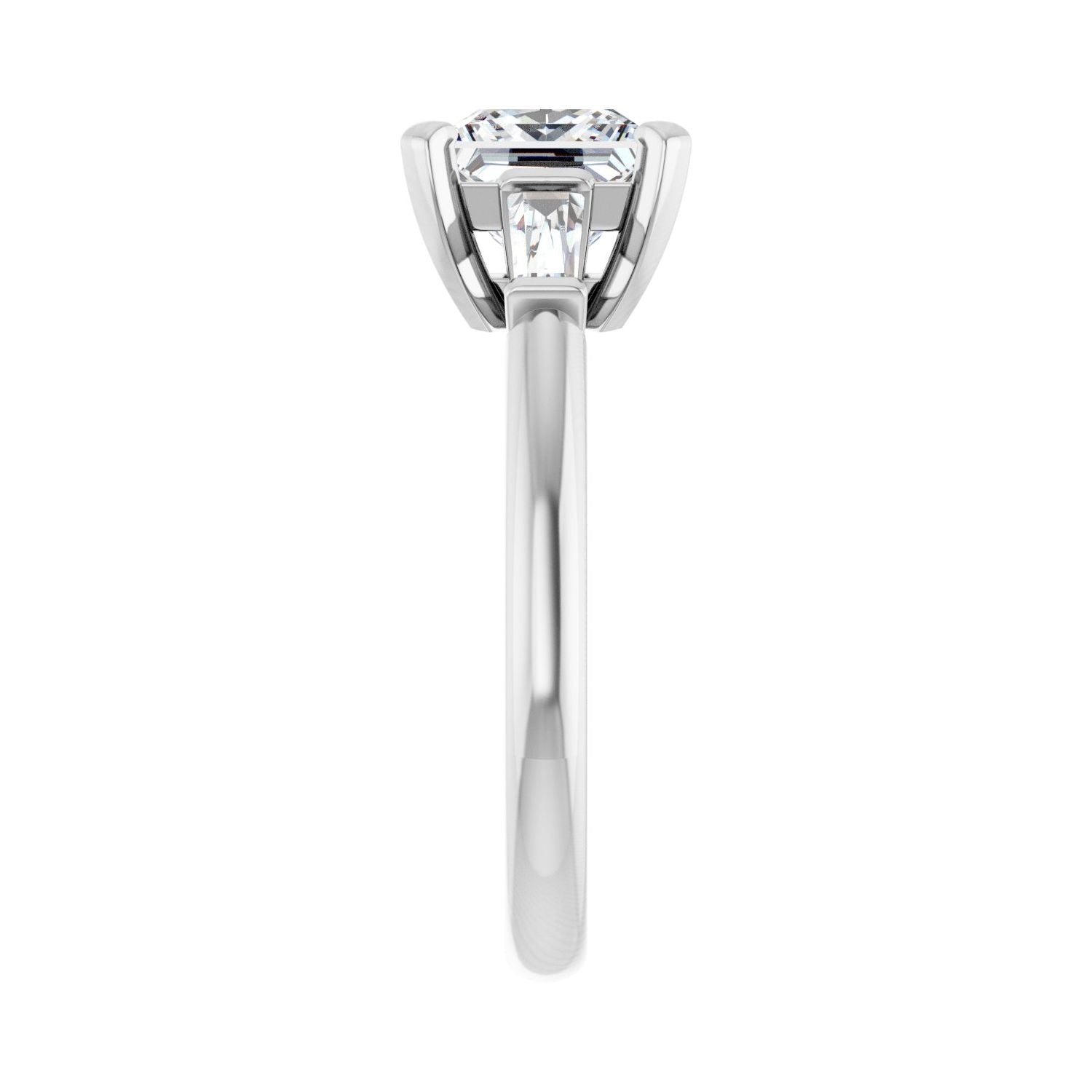 Square Three-Stone Engagement Ring | Metal Type=14K White Gold | Center Stone Size=1.5 CT | Image 4