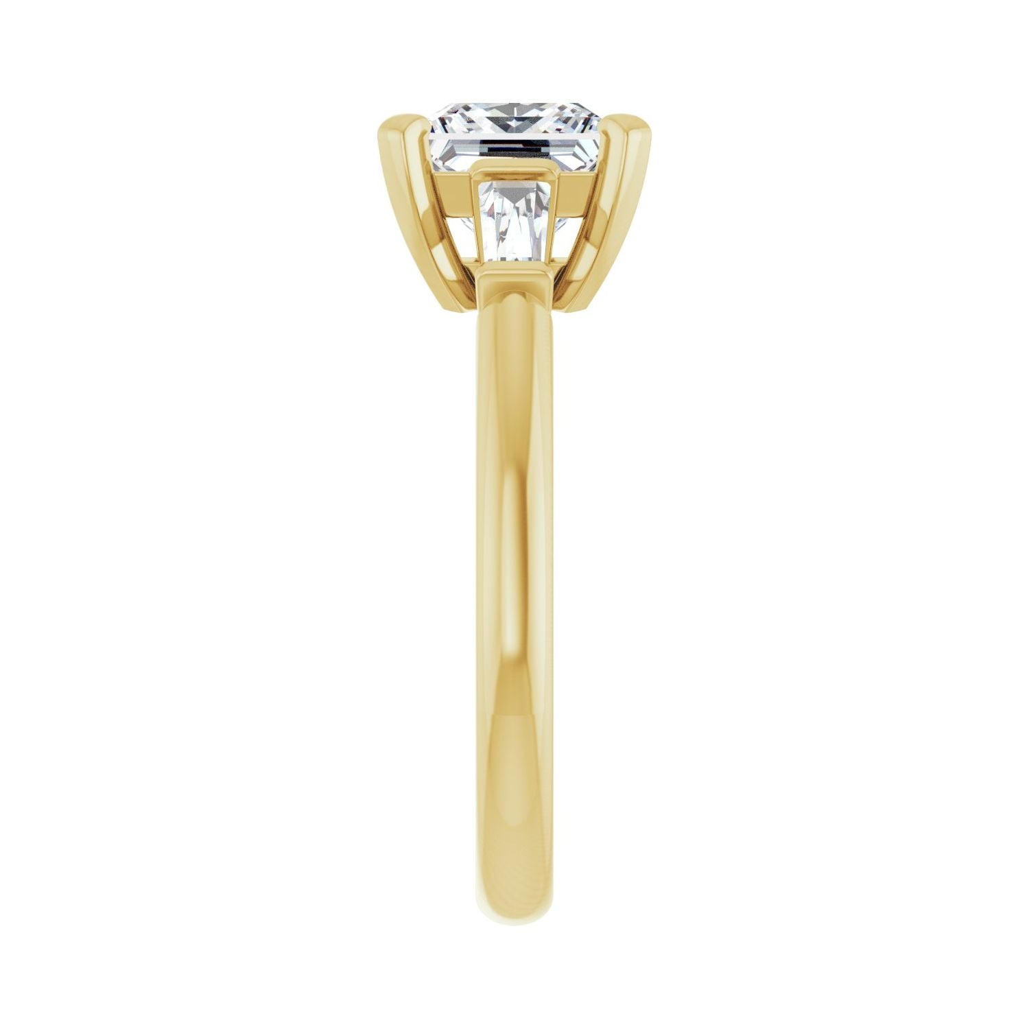 Square Three-Stone Engagement Ring | Metal Type=14K Yellow Gold | Center Stone Size=1.5 CT | Image 4