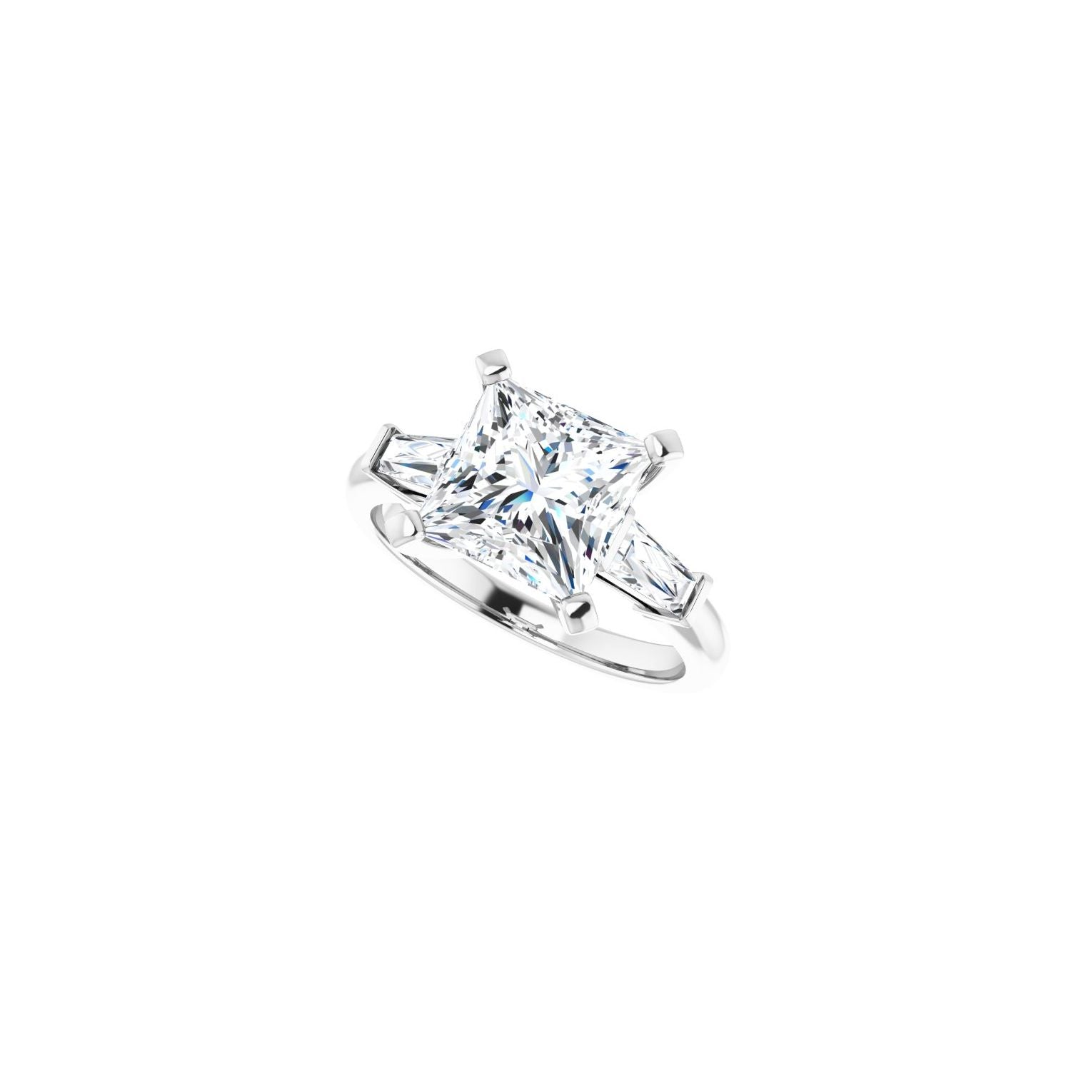 Square Three-Stone Engagement Ring | Metal Type=14K White Gold | Center Stone Size=3 CT | Image 5