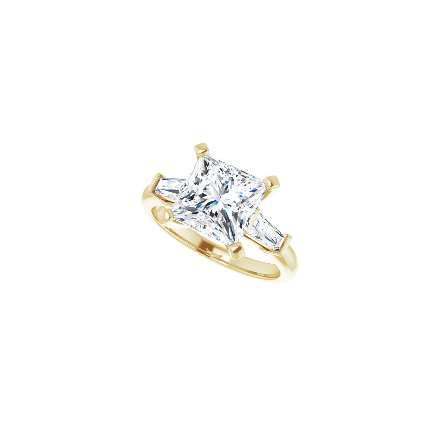 Square Three-Stone Engagement Ring | Metal Type=14K Yellow Gold | Center Stone Size=3 CT | Image 5