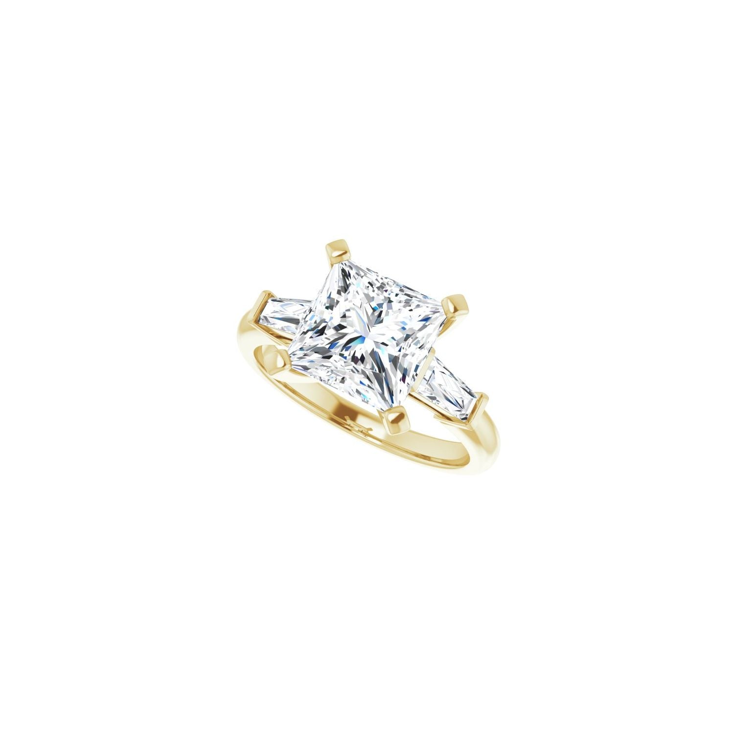 Square Three-Stone Engagement Ring | Metal Type=14K Yellow Gold | Center Stone Size=3 CT | Image 5