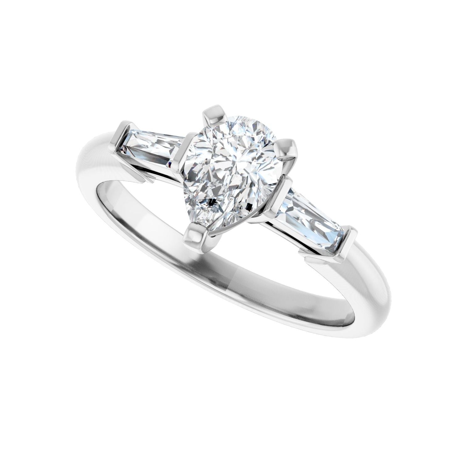 Pear Three-Stone Engagement Ring | Metal Type=14K White Gold | Center Stone Size=1 CT | Image 5