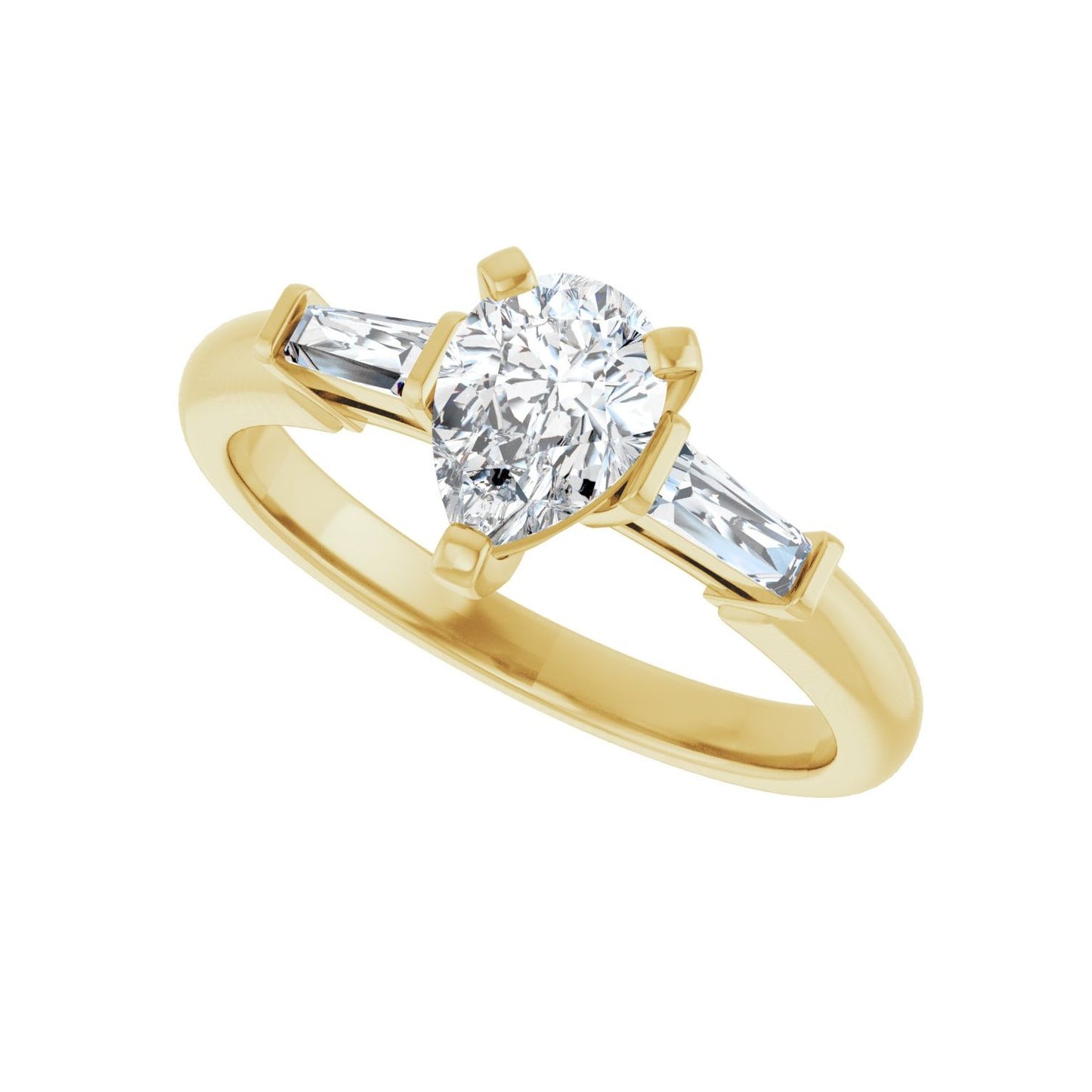 Pear Three-Stone Engagement Ring | Metal Type=14K Yellow Gold | Center Stone Size=1 CT | Image 5