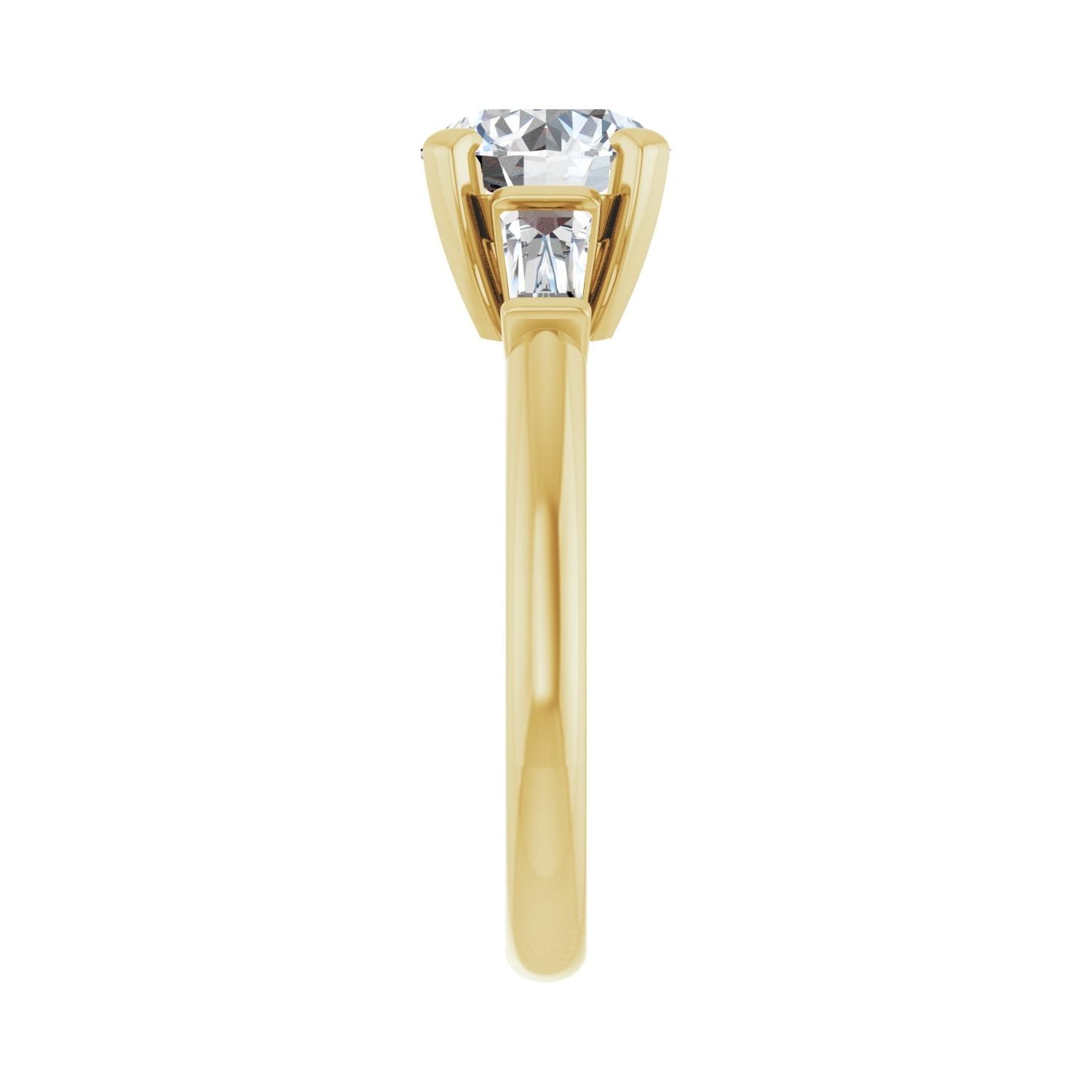 Round Three-Stone Engagement Ring | Metal Type=14K Yellow Gold | Center Stone Size=1.5 CT | Image 4