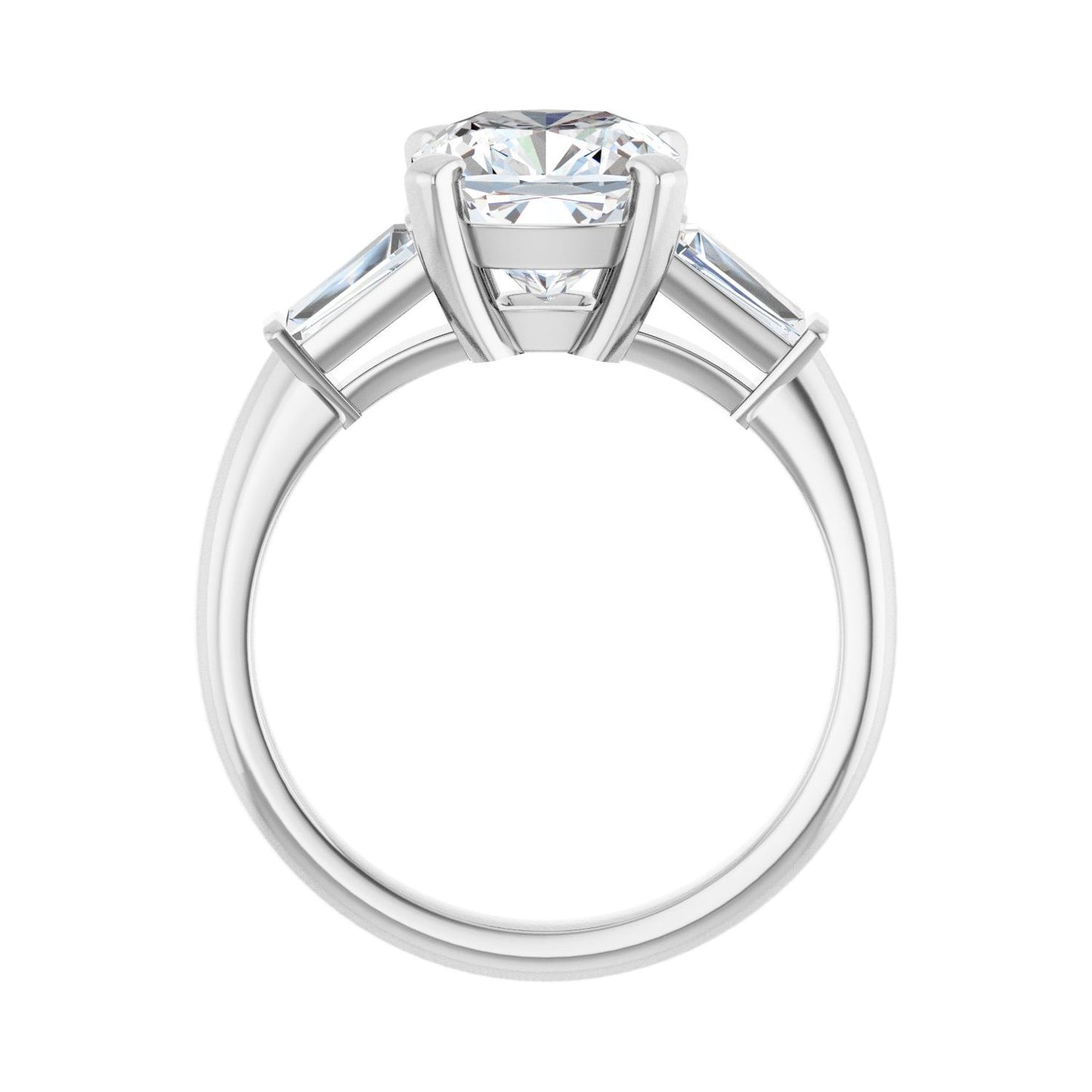 Cushion Three-Stone Engagement Ring | Metal Type=14K White Gold | Center Stone Size=3 CT | Image 2