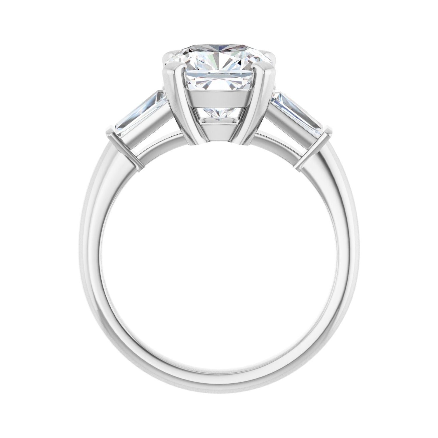 Cushion Three-Stone Engagement Ring | Metal Type=14K White Gold | Center Stone Size=3 CT | Image 2