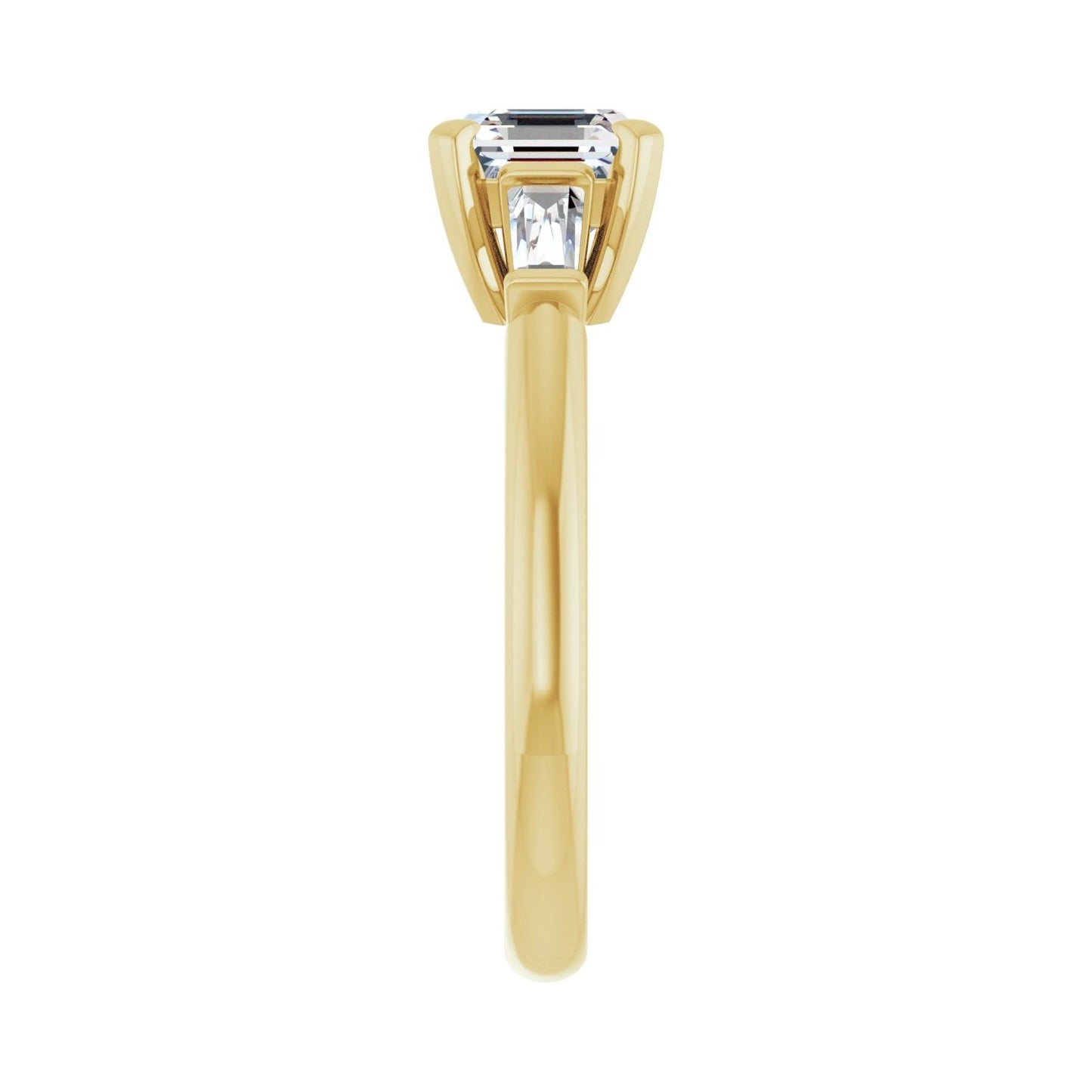 Asscher Three-Stone Engagement Ring | Metal Type=14K Yellow Gold | Center Stone Size=1 CT | Image 4
