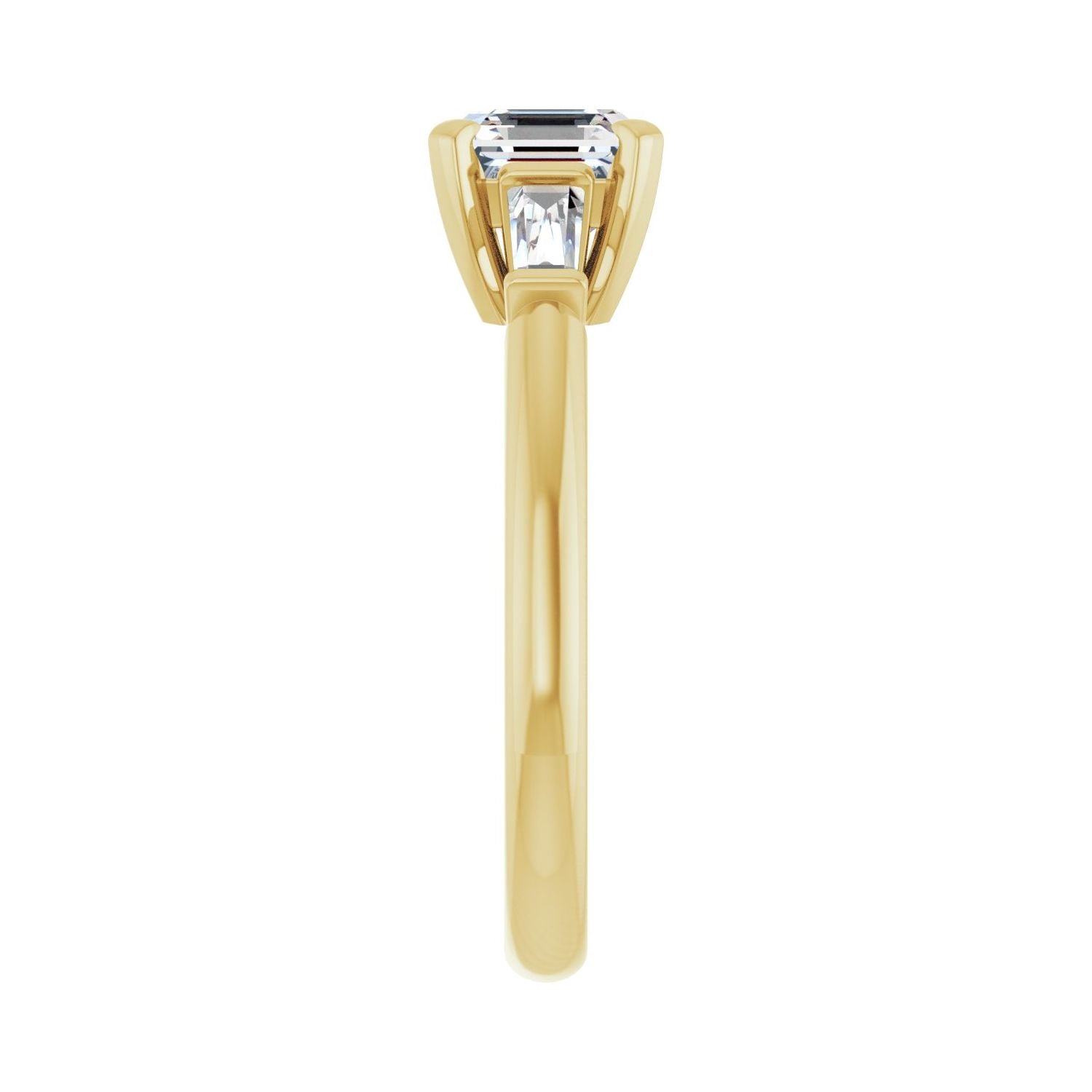 Asscher Three-Stone Engagement Ring | Metal Type=14K Yellow Gold | Center Stone Size=1 CT | Image 4