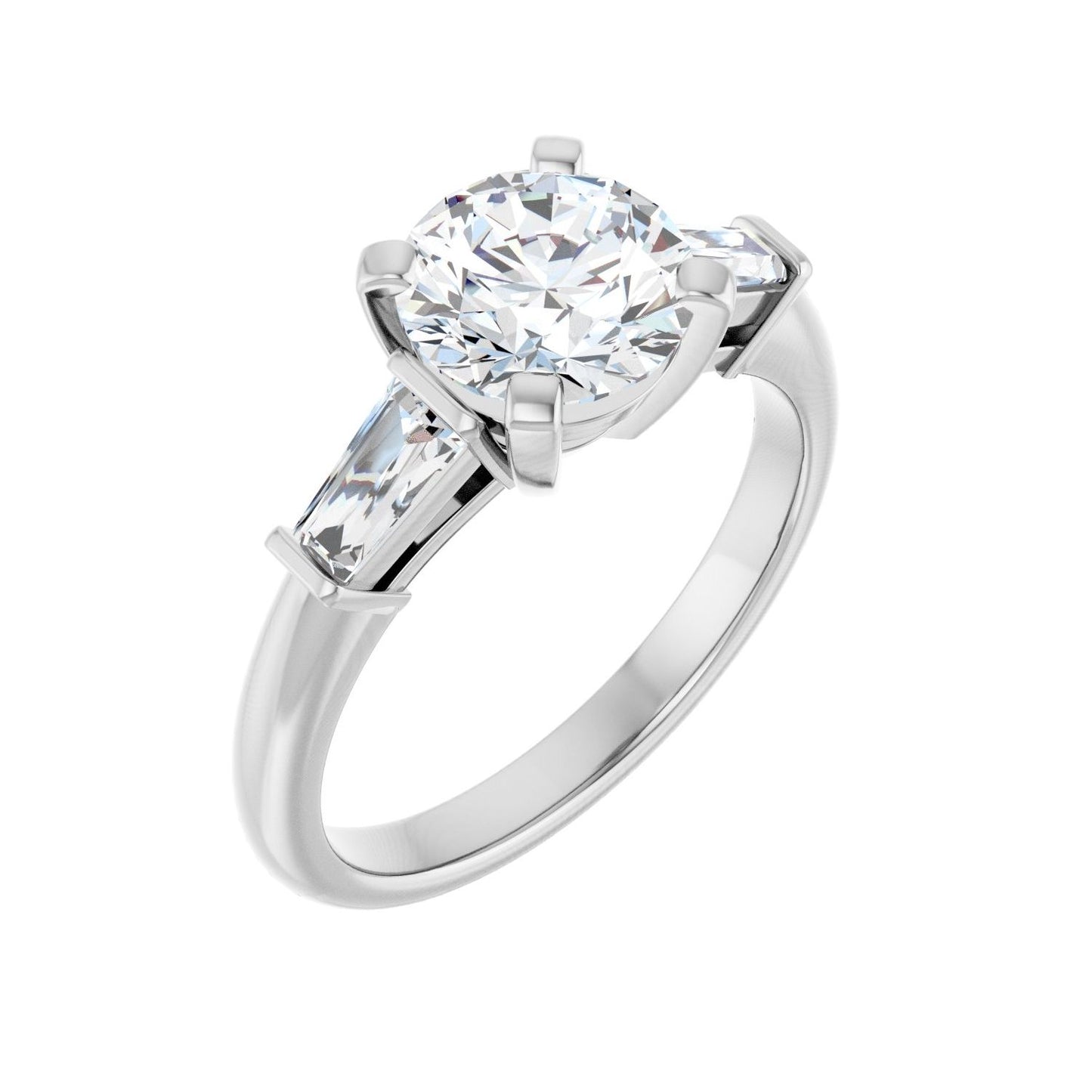 Round Three-Stone Engagement Ring | Metal Type=14K White Gold | Center Stone Size=1.5 CT | Image 1