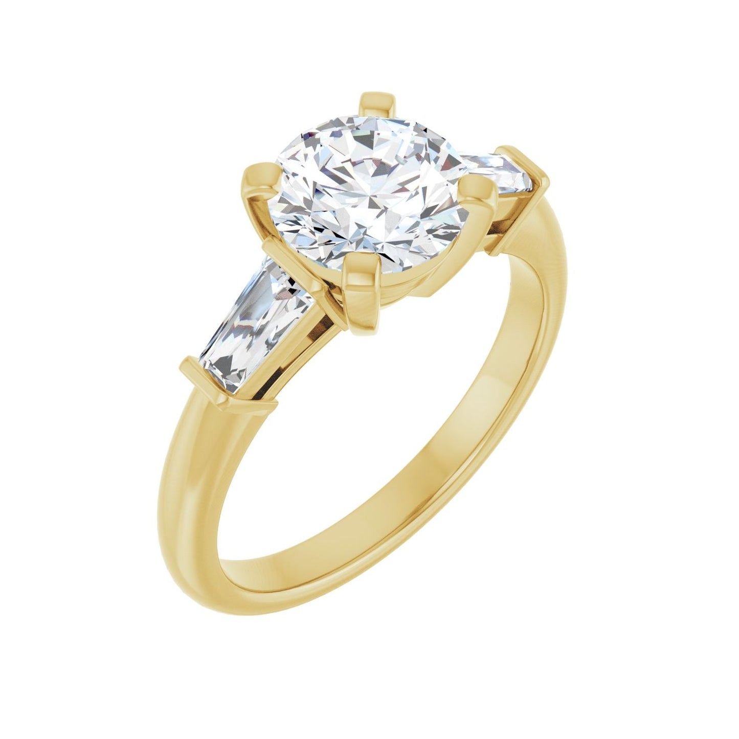 Round Three-Stone Engagement Ring | Metal Type=14K Yellow Gold | Center Stone Size=1.5 CT | Image 1