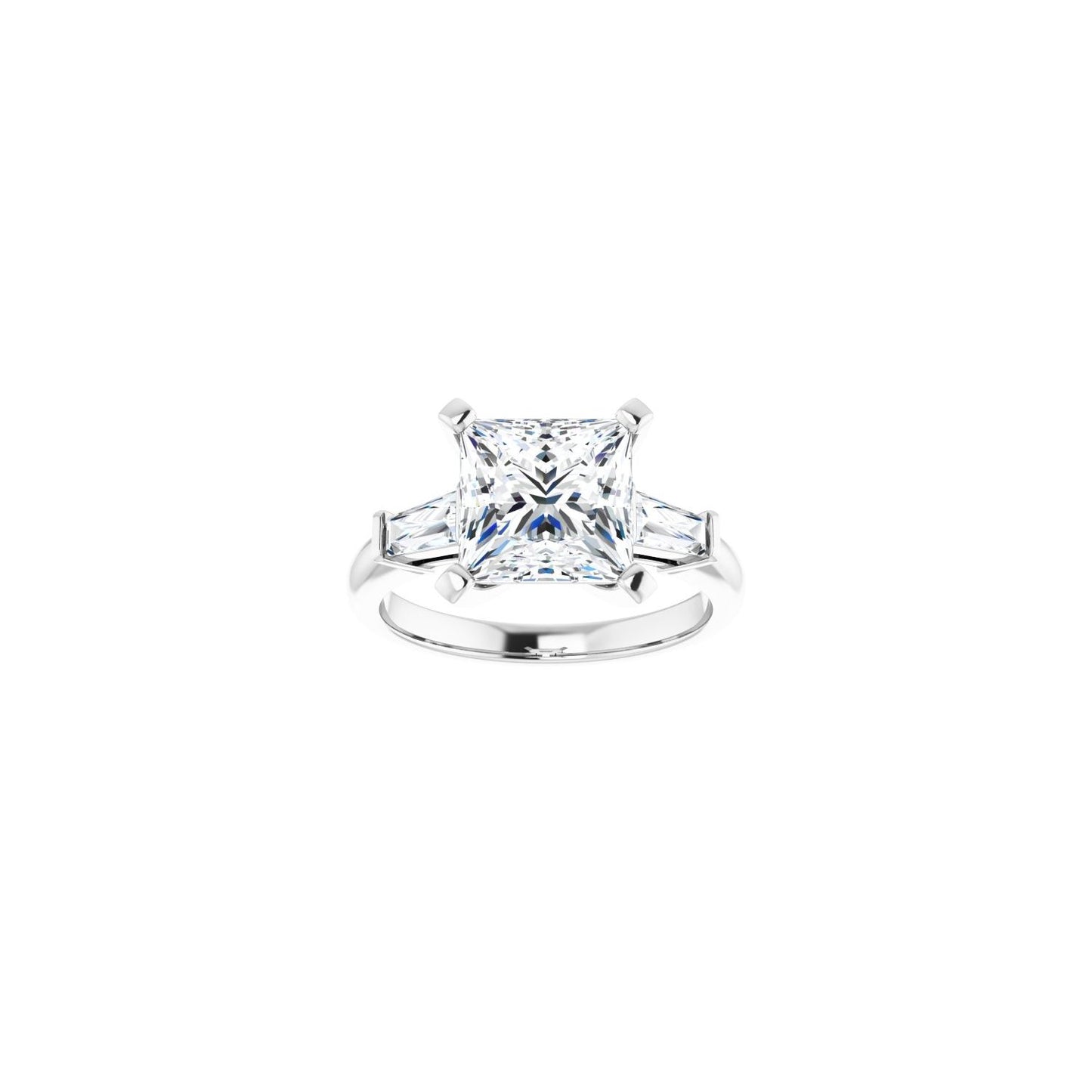 Square Three-Stone Engagement Ring | Metal Type=14K White Gold | Center Stone Size=3 CT | Image 3