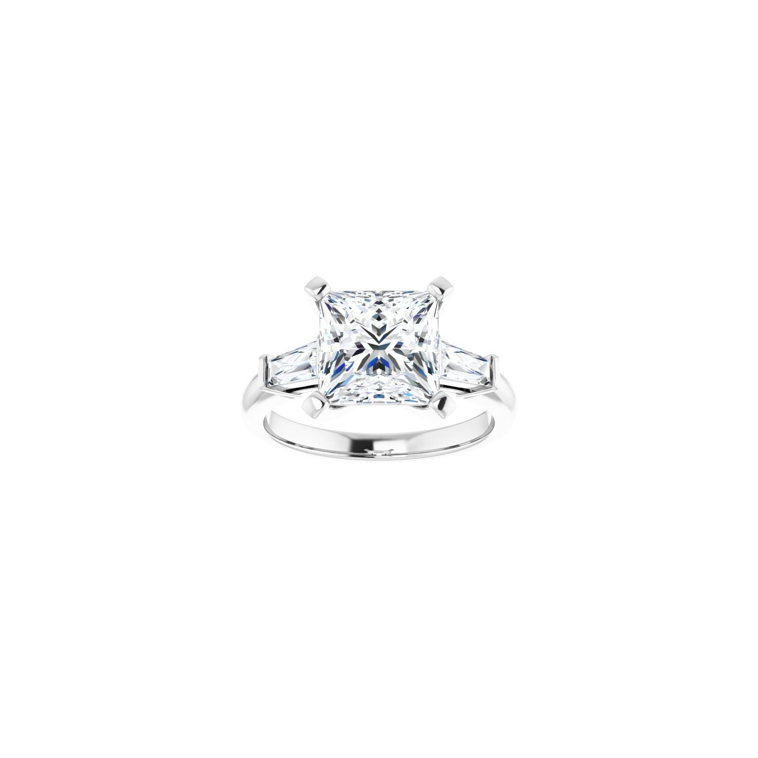 Square Three-Stone Engagement Ring | Metal Type=14K White Gold | Center Stone Size=3 CT | Image 3