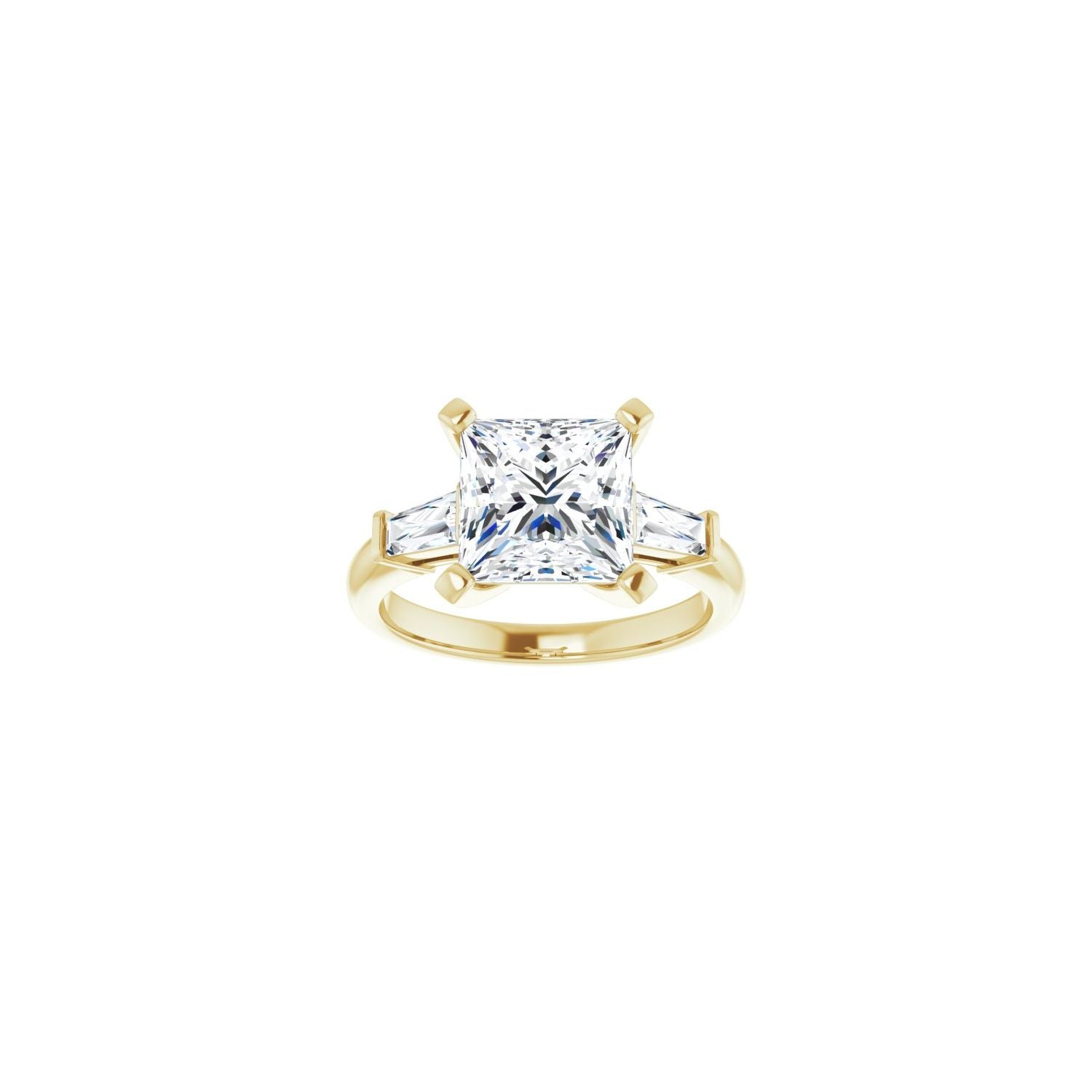 Square Three-Stone Engagement Ring | Metal Type=14K Yellow Gold | Center Stone Size=3 CT | Image 3