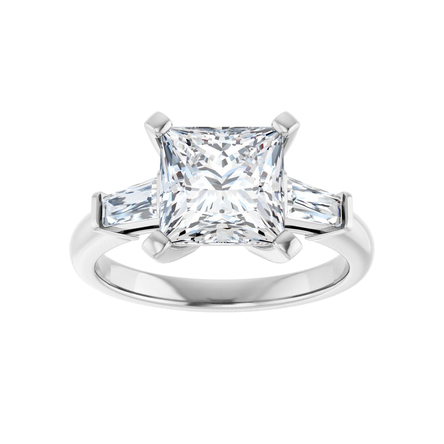 Square Three-Stone Engagement Ring | Metal Type=14K White Gold | Center Stone Size=2.5 CT | Image 3