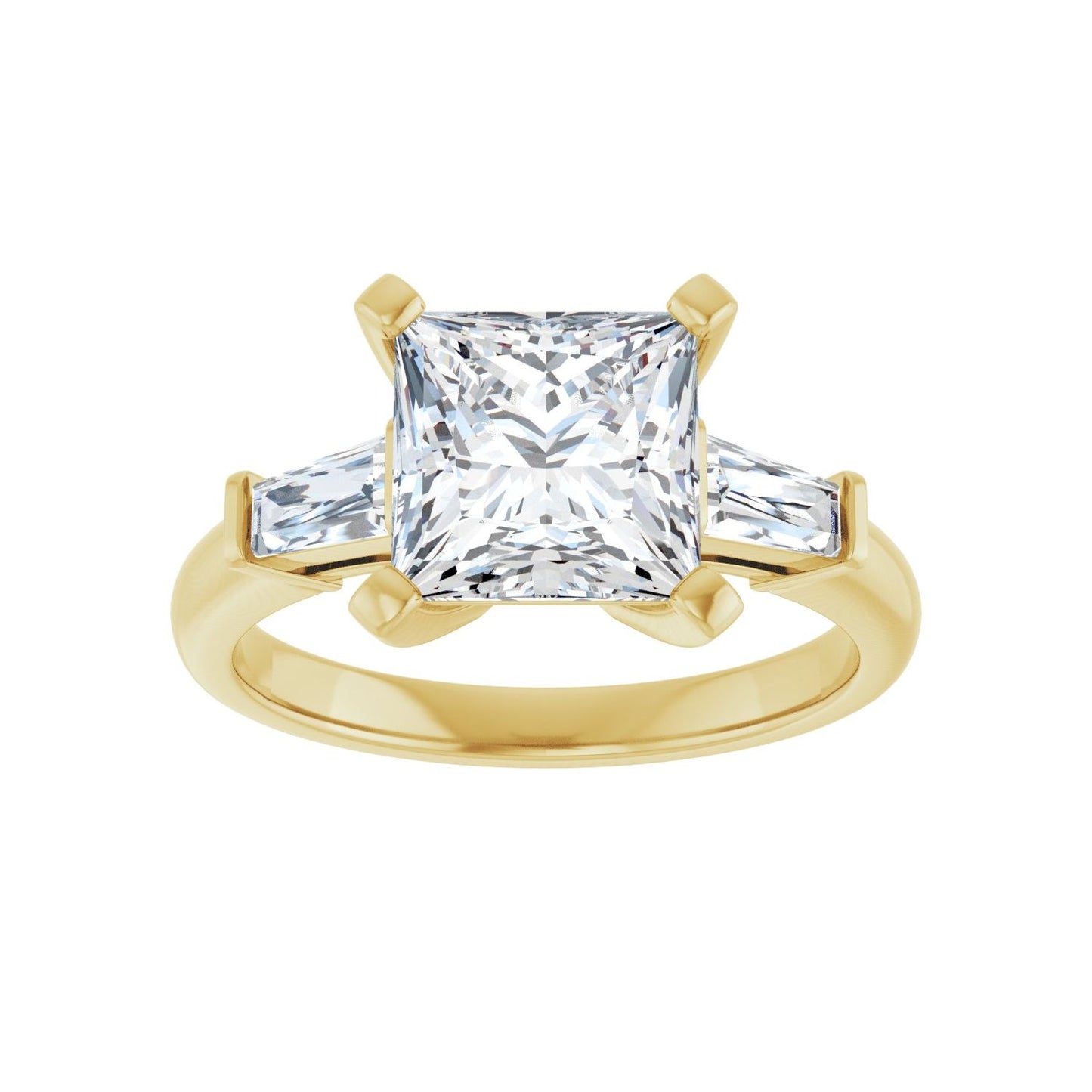 Square Three-Stone Engagement Ring | Metal Type=14K Yellow Gold | Center Stone Size=2.5 CT | Image 3