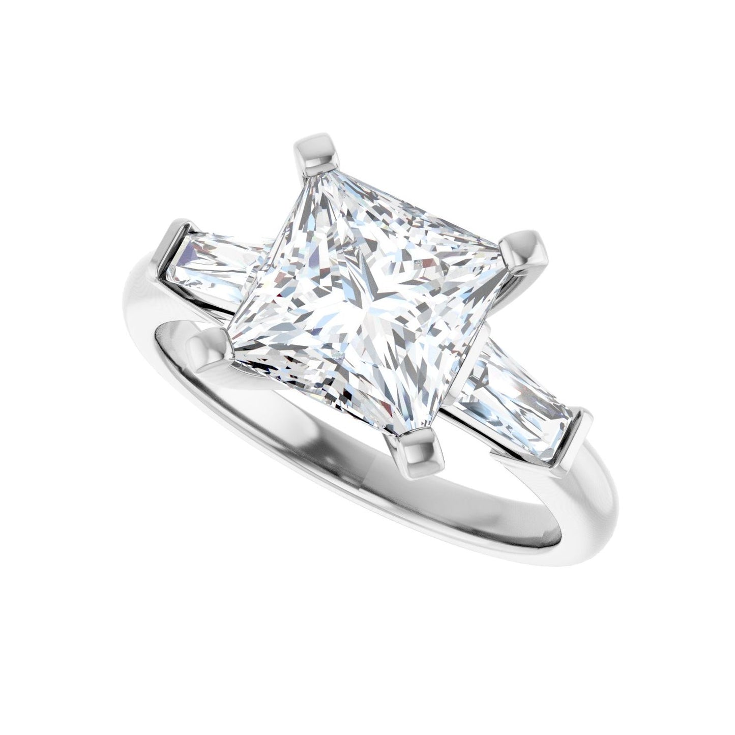 Square Three-Stone Engagement Ring | Metal Type=14K White Gold | Center Stone Size=2.5 CT | Image 5