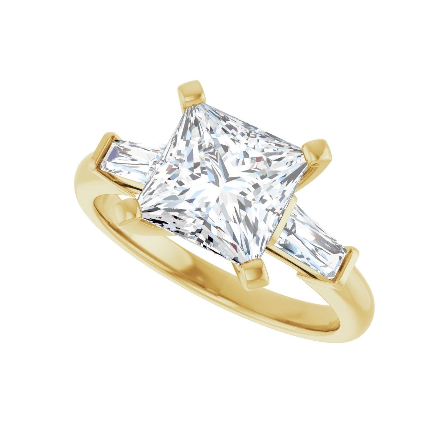 Square Three-Stone Engagement Ring | Metal Type=14K Yellow Gold | Center Stone Size=2.5 CT | Image 5
