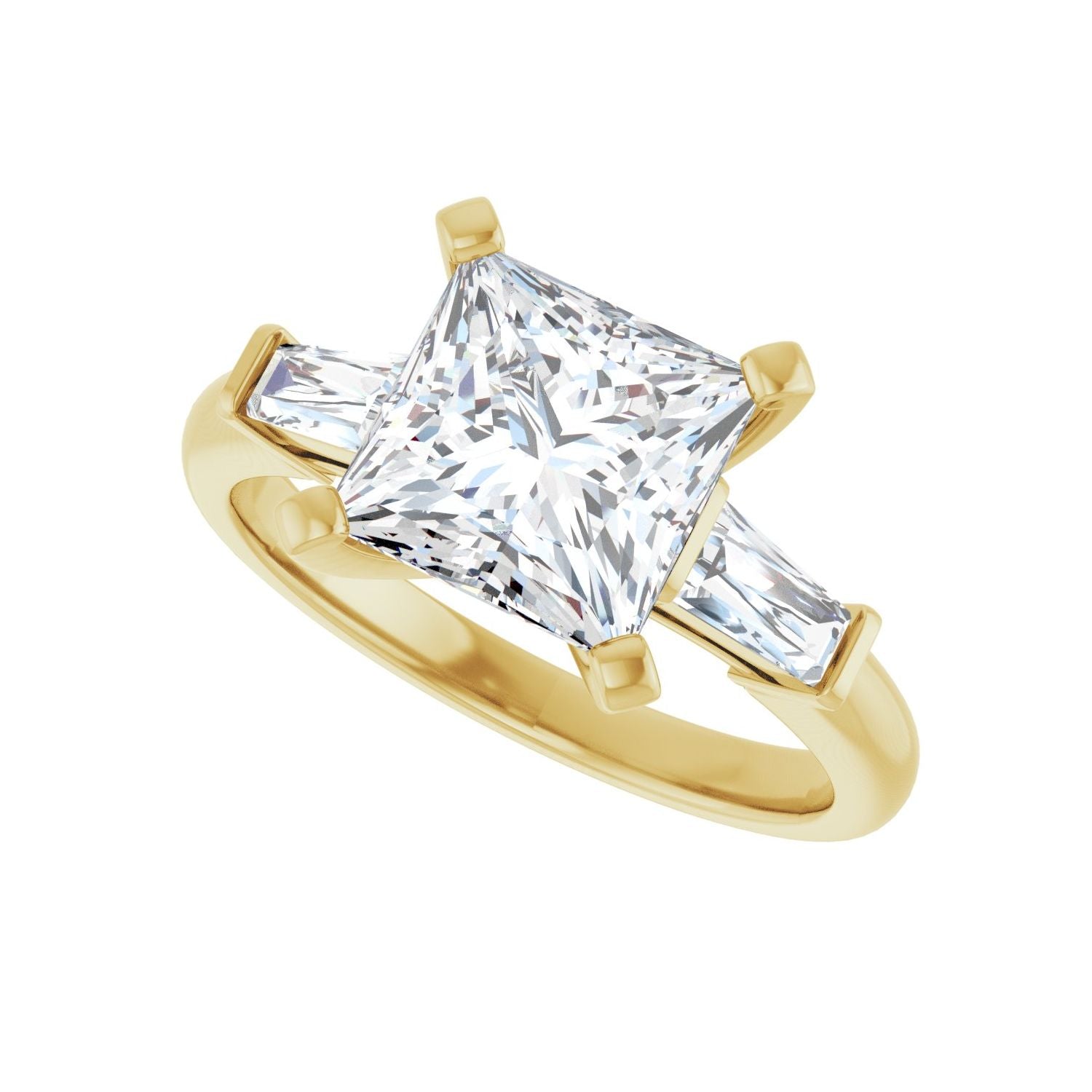 Square Three-Stone Engagement Ring | Metal Type=14K Yellow Gold | Center Stone Size=2.5 CT | Image 5