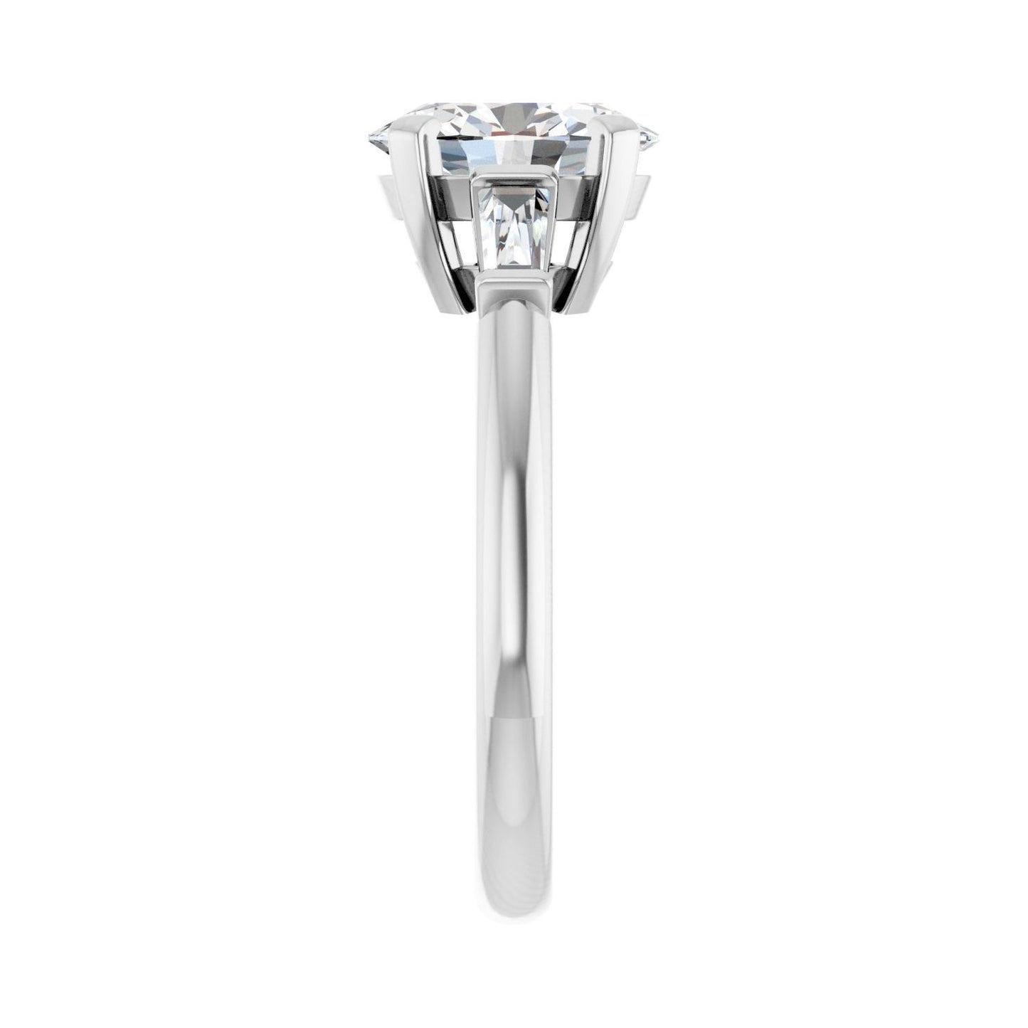 Oval Three-Stone Engagement Ring | Metal Type=14K White Gold | Center Stone Size=2 CT | Image 4