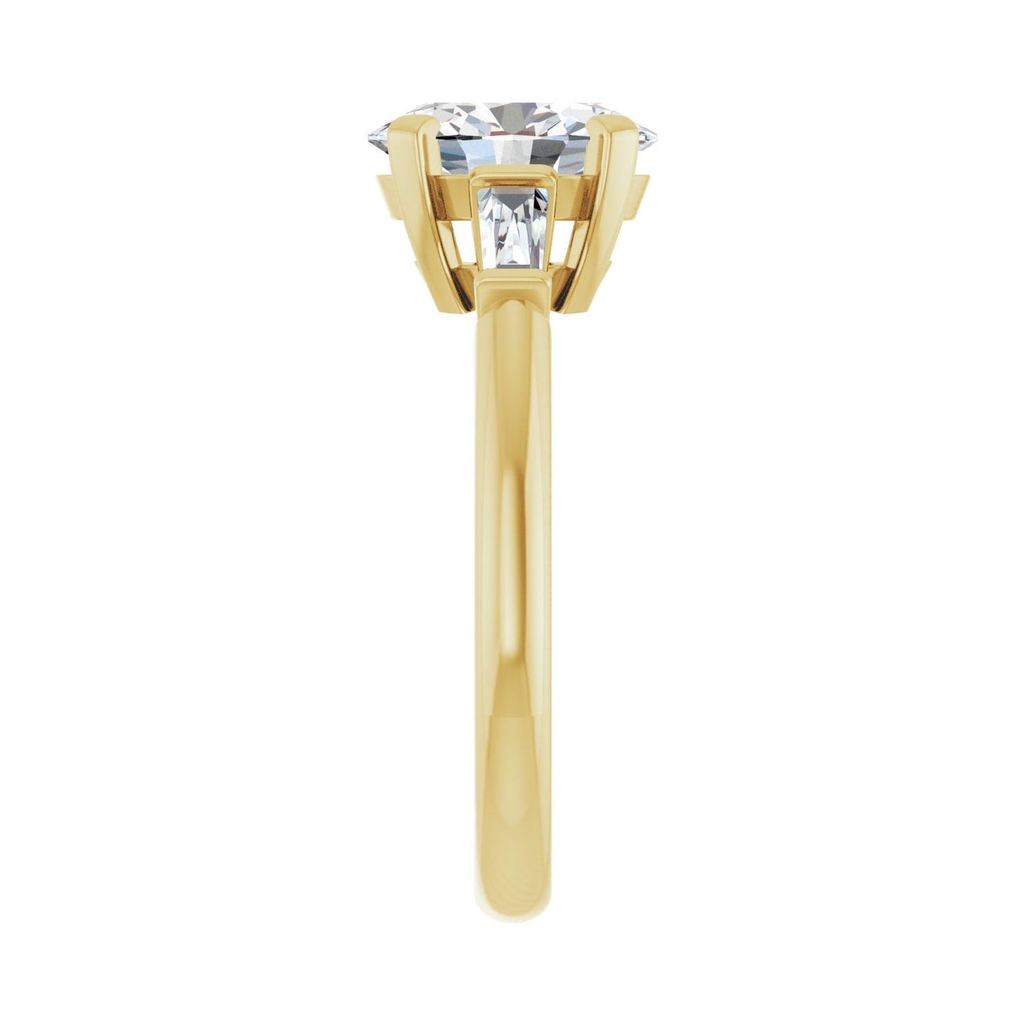 Oval Three-Stone Engagement Ring | Metal Type=14K Yellow Gold | Center Stone Size=2 CT | Image 4