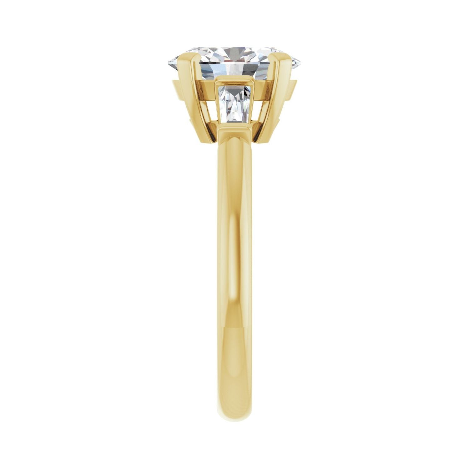 Oval Three-Stone Engagement Ring | Metal Type=14K Yellow Gold | Center Stone Size=2 CT | Image 4