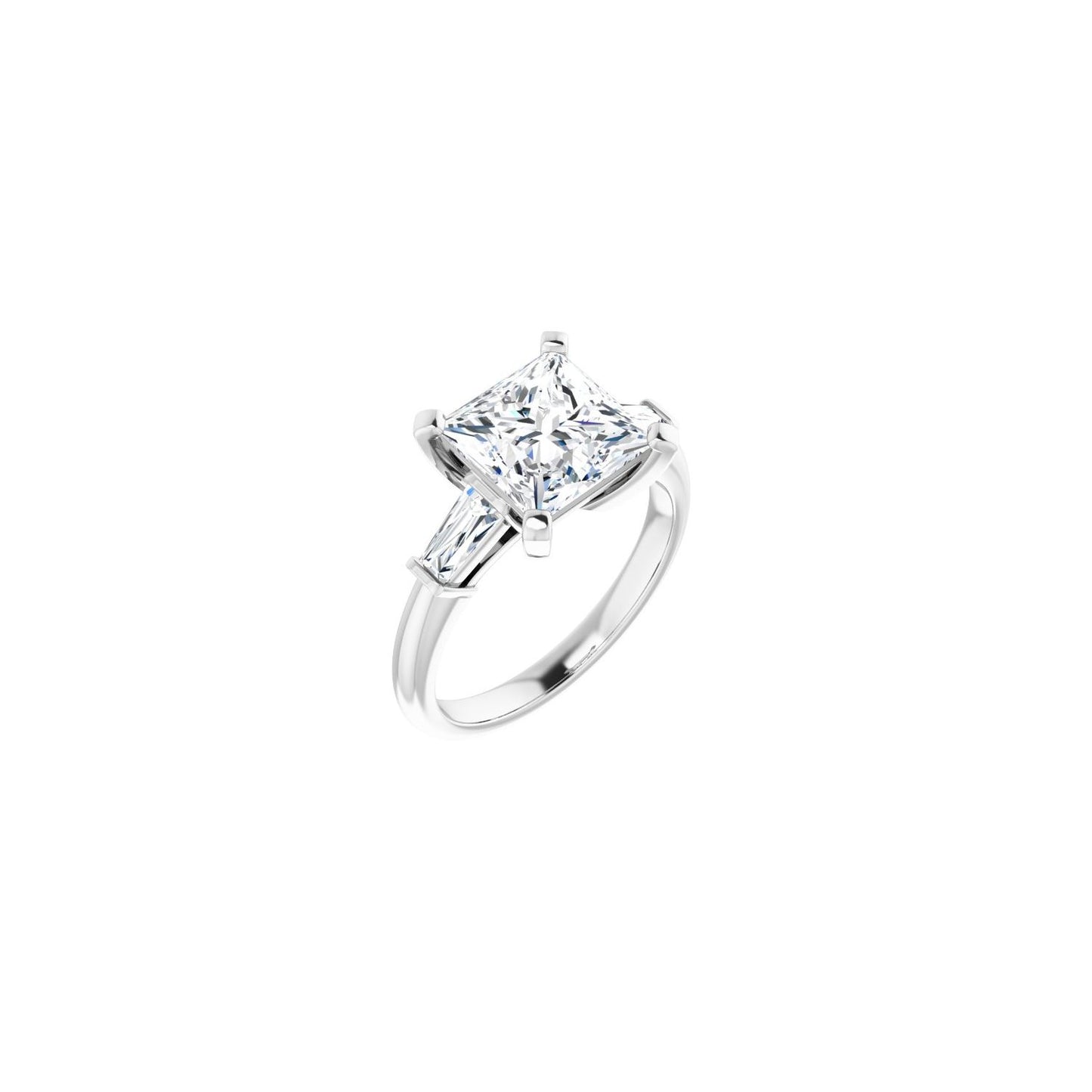 Square Three-Stone Engagement Ring | Metal Type=14K White Gold | Center Stone Size=3 CT | Image 1