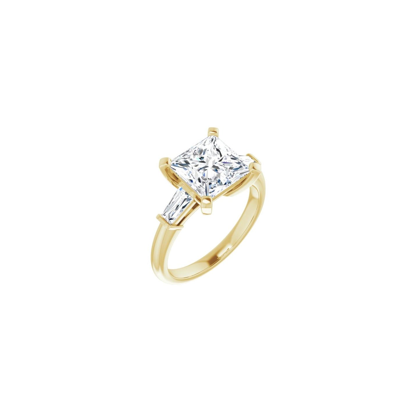 Square Three-Stone Engagement Ring | Metal Type=14K Yellow Gold | Center Stone Size=3 CT | Image 1