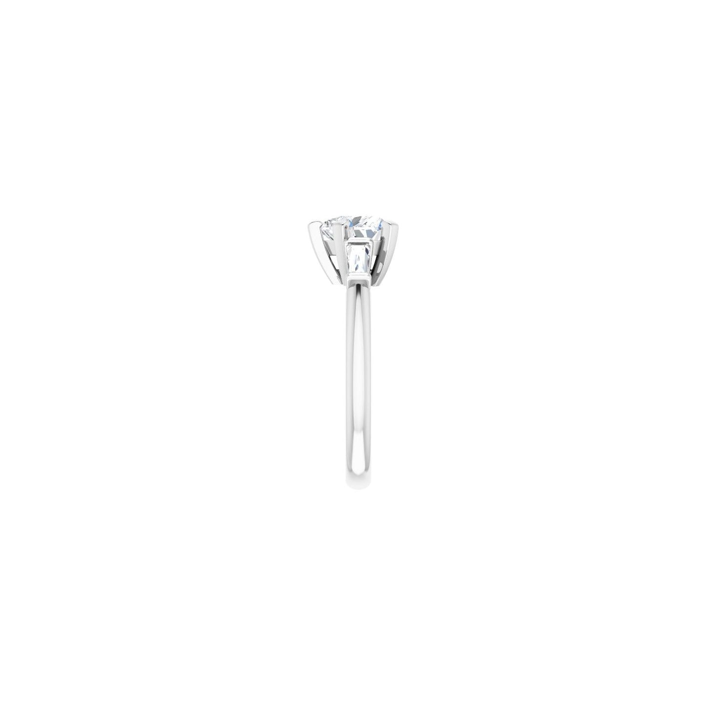 Heart Three-Stone Engagement Ring | Metal Type=14K White Gold | Center Stone Size=1 CT | Image 4