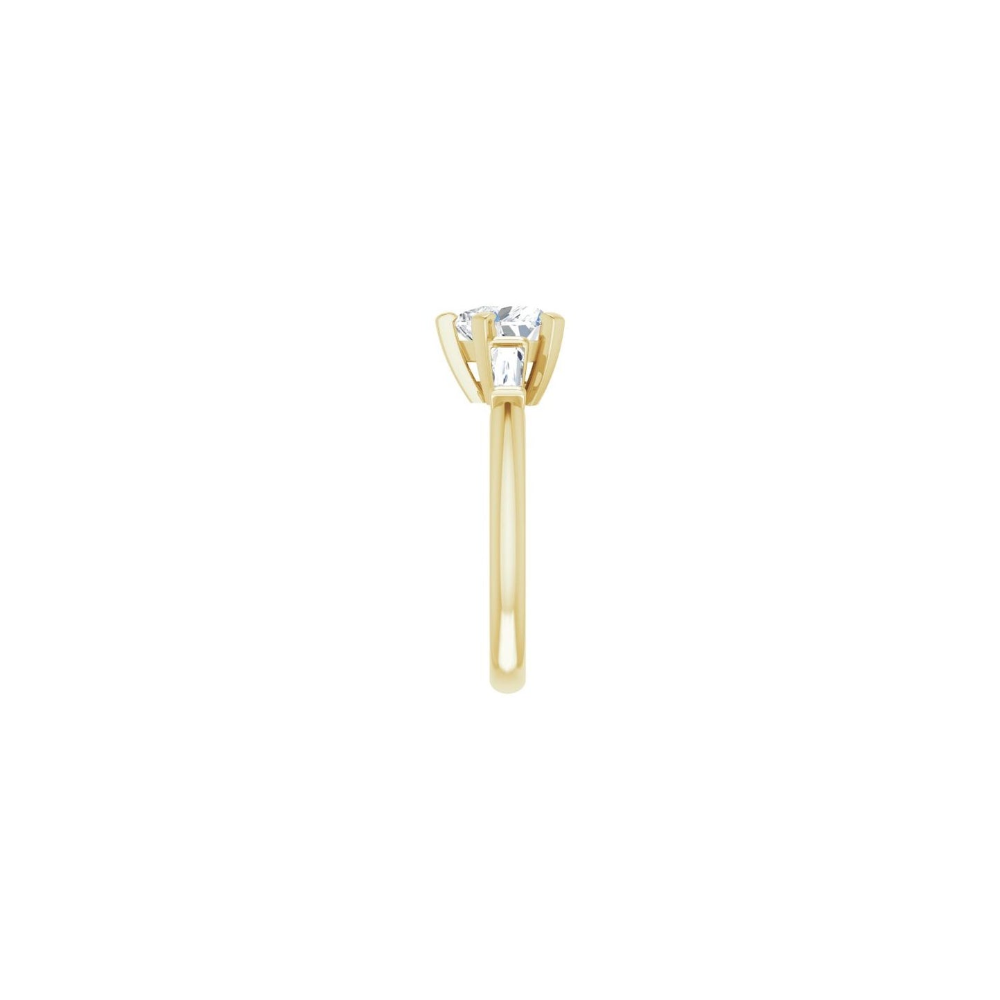 Heart Three-Stone Engagement Ring | Metal Type=14K Yellow Gold | Center Stone Size=1 CT | Image 4