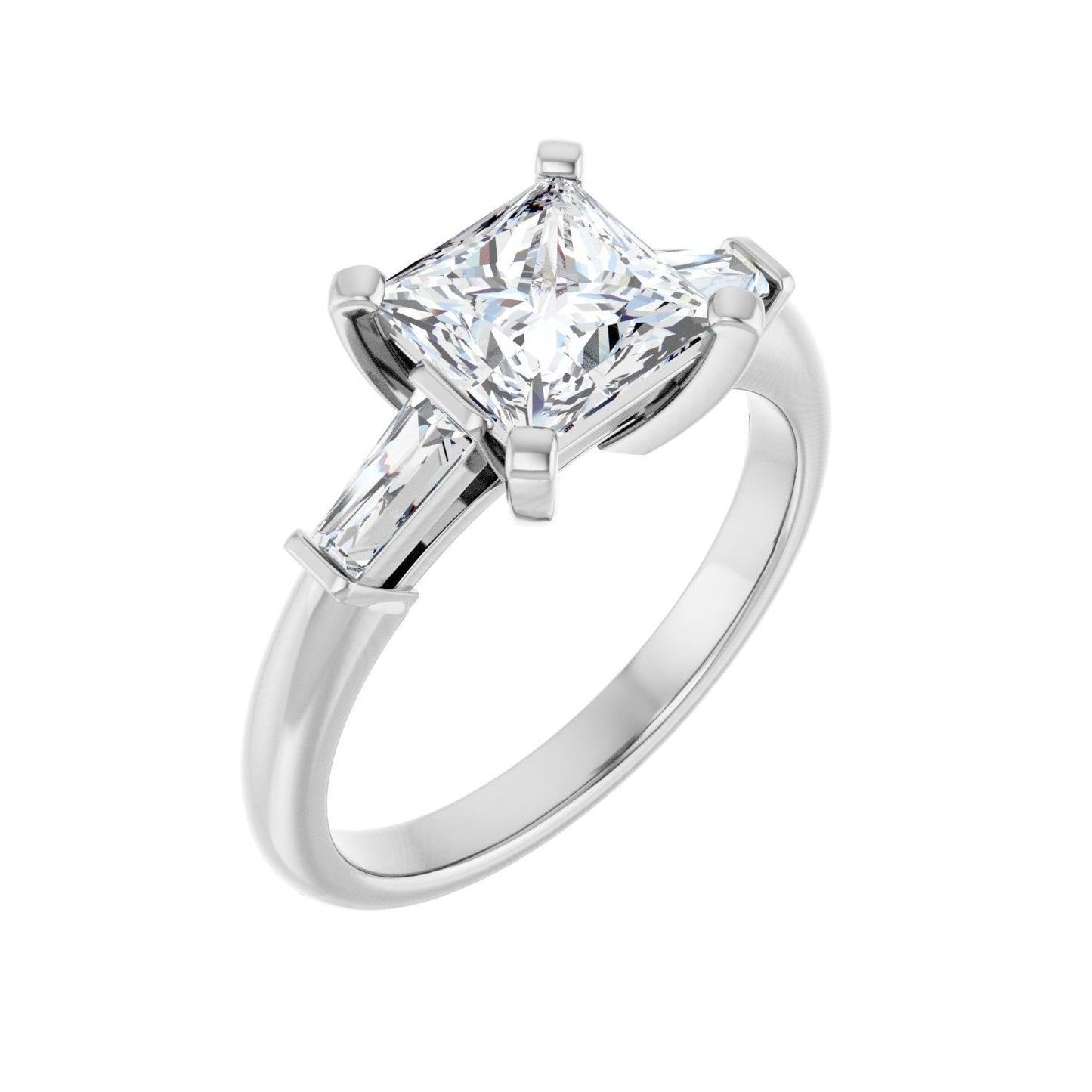 Square Three-Stone Engagement Ring | Metal Type=14K White Gold | Center Stone Size=1.5 CT | Image 1