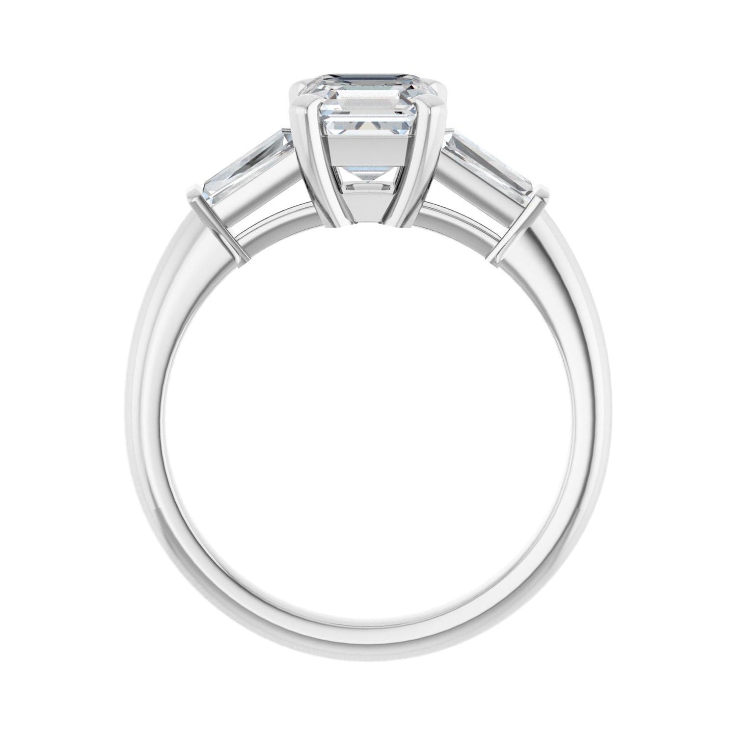 Asscher Three-Stone Engagement Ring | Metal Type=14K White Gold | Center Stone Size=1 CT | Image 2