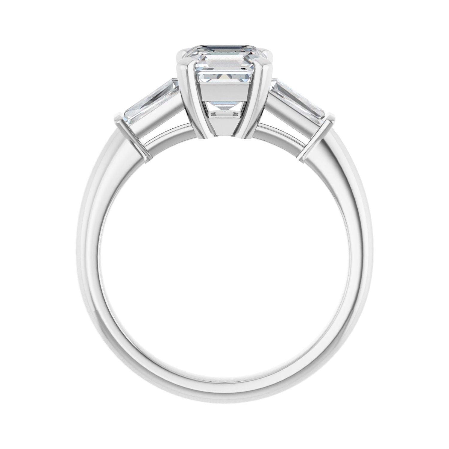 Asscher Three-Stone Engagement Ring | Metal Type=14K White Gold | Center Stone Size=1 CT | Image 2