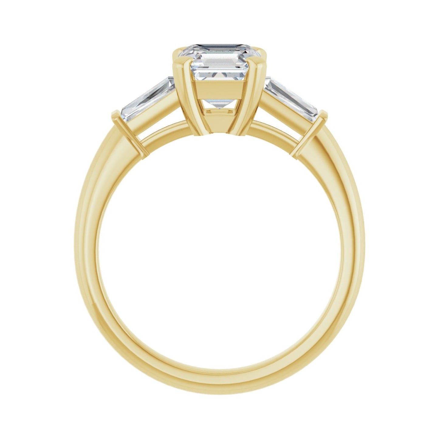 Asscher Three-Stone Engagement Ring | Metal Type=14K Yellow Gold | Center Stone Size=1 CT | Image 2