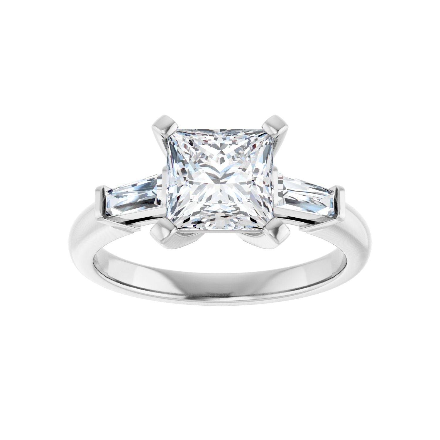 Square Three-Stone Engagement Ring | Metal Type=14K White Gold | Center Stone Size=1.5 CT | Image 3