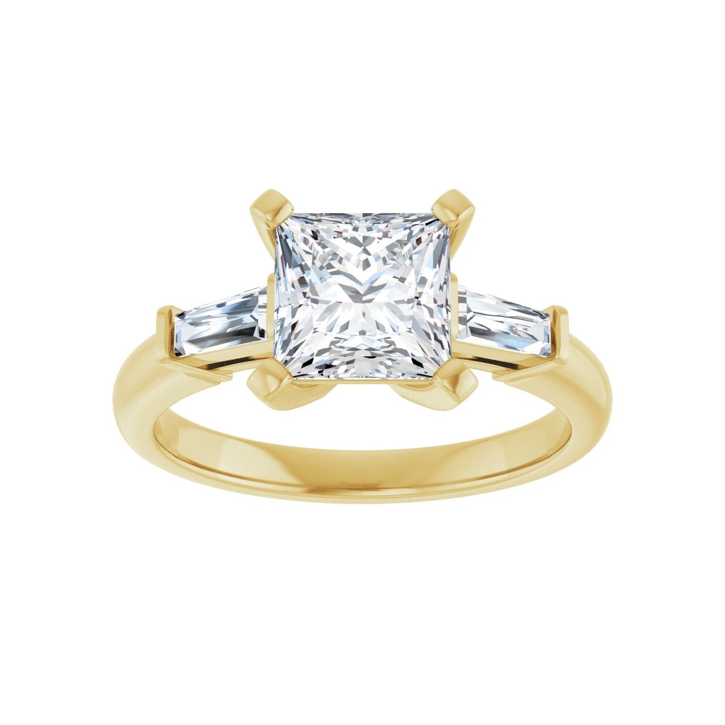 Square Three-Stone Engagement Ring | Metal Type=14K Yellow Gold | Center Stone Size=1.5 CT | Image 3