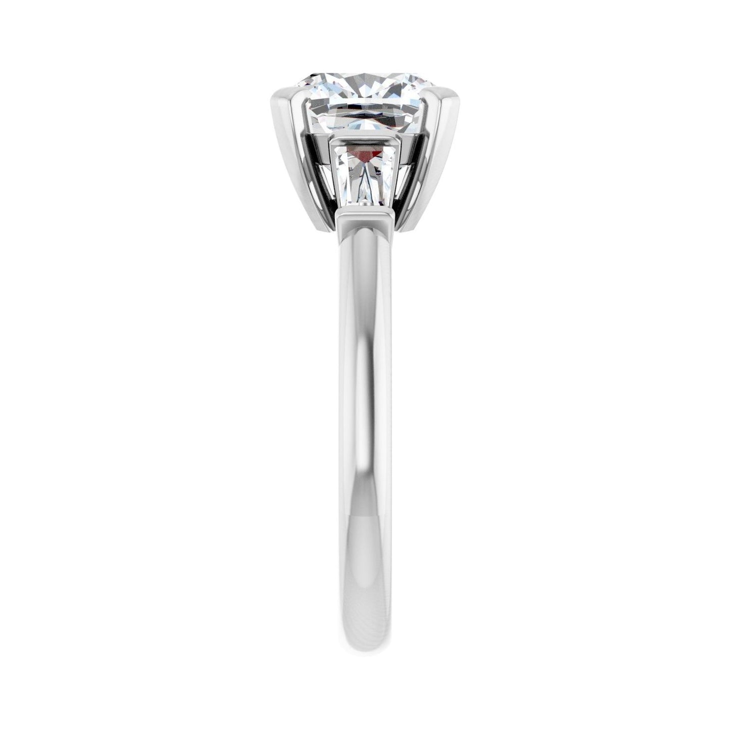Cushion Three-Stone Engagement Ring | Metal Type=14K White Gold | Center Stone Size=3 CT | Image 4