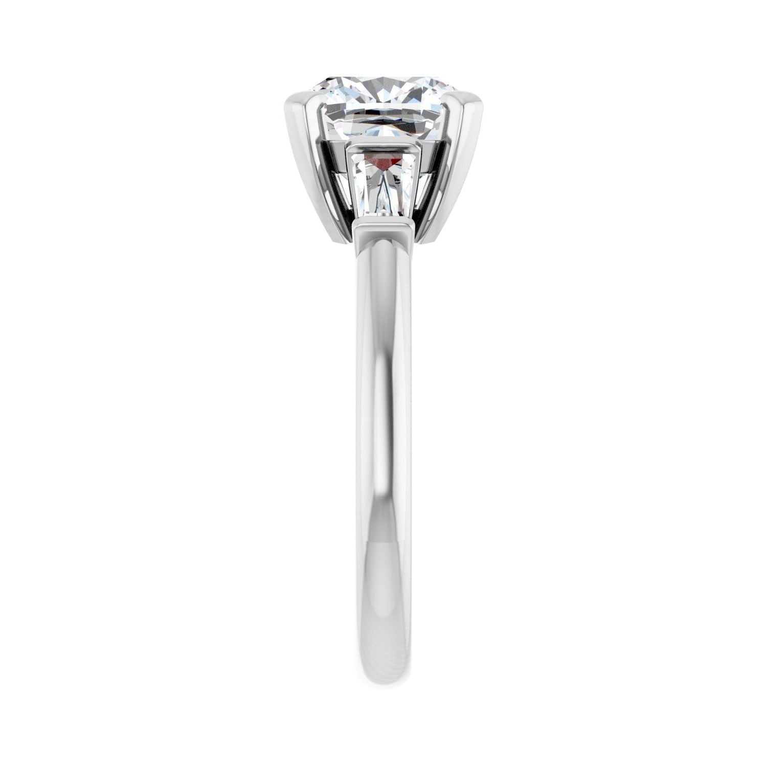 Cushion Three-Stone Engagement Ring | Metal Type=14K White Gold | Center Stone Size=3 CT | Image 4