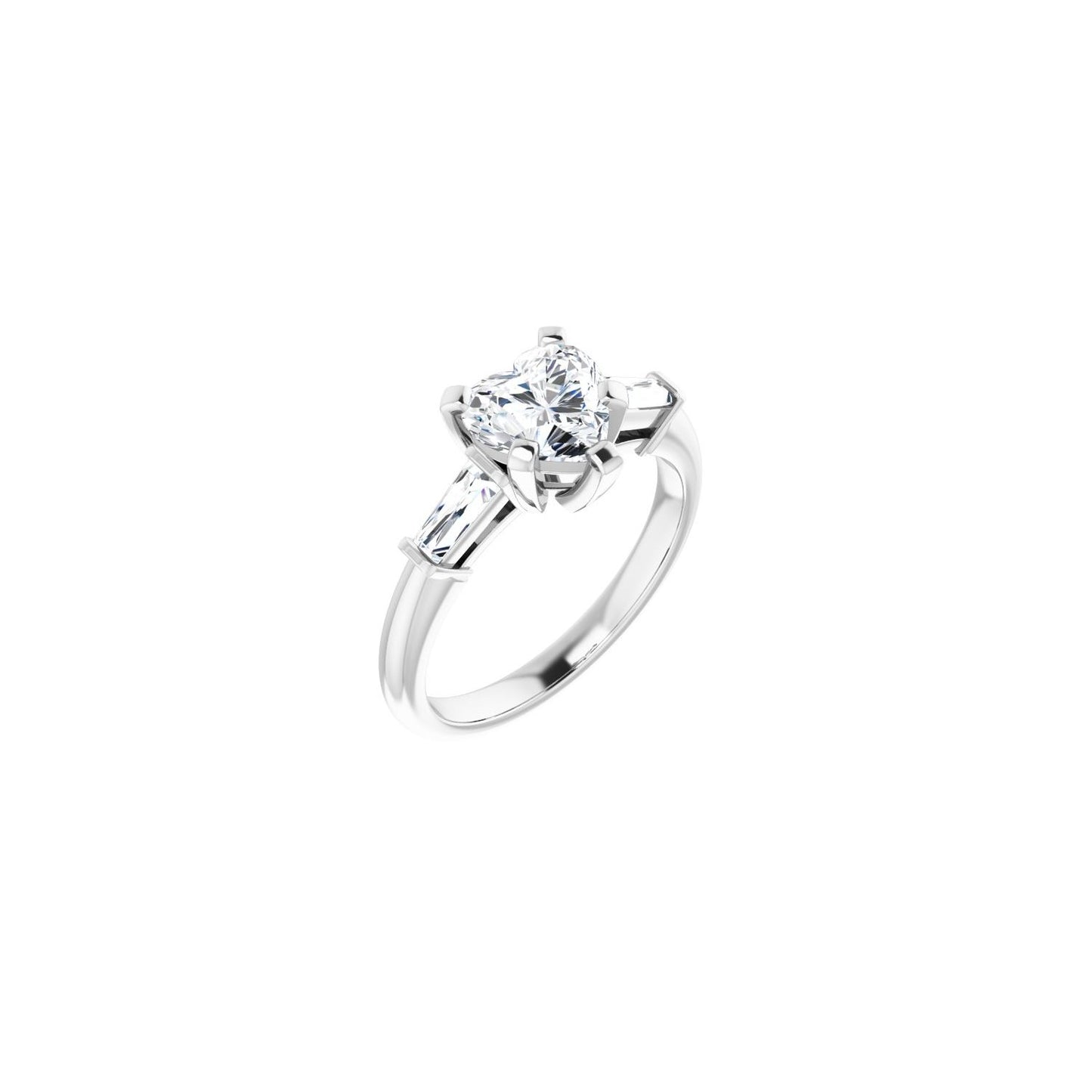 Heart Three-Stone Engagement Ring | Metal Type=14K White Gold | Center Stone Size=1 CT | Image 1