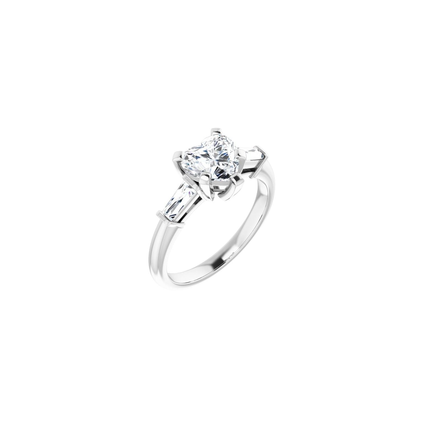 Heart Three-Stone Engagement Ring | Metal Type=14K White Gold | Center Stone Size=1 CT | Image 1
